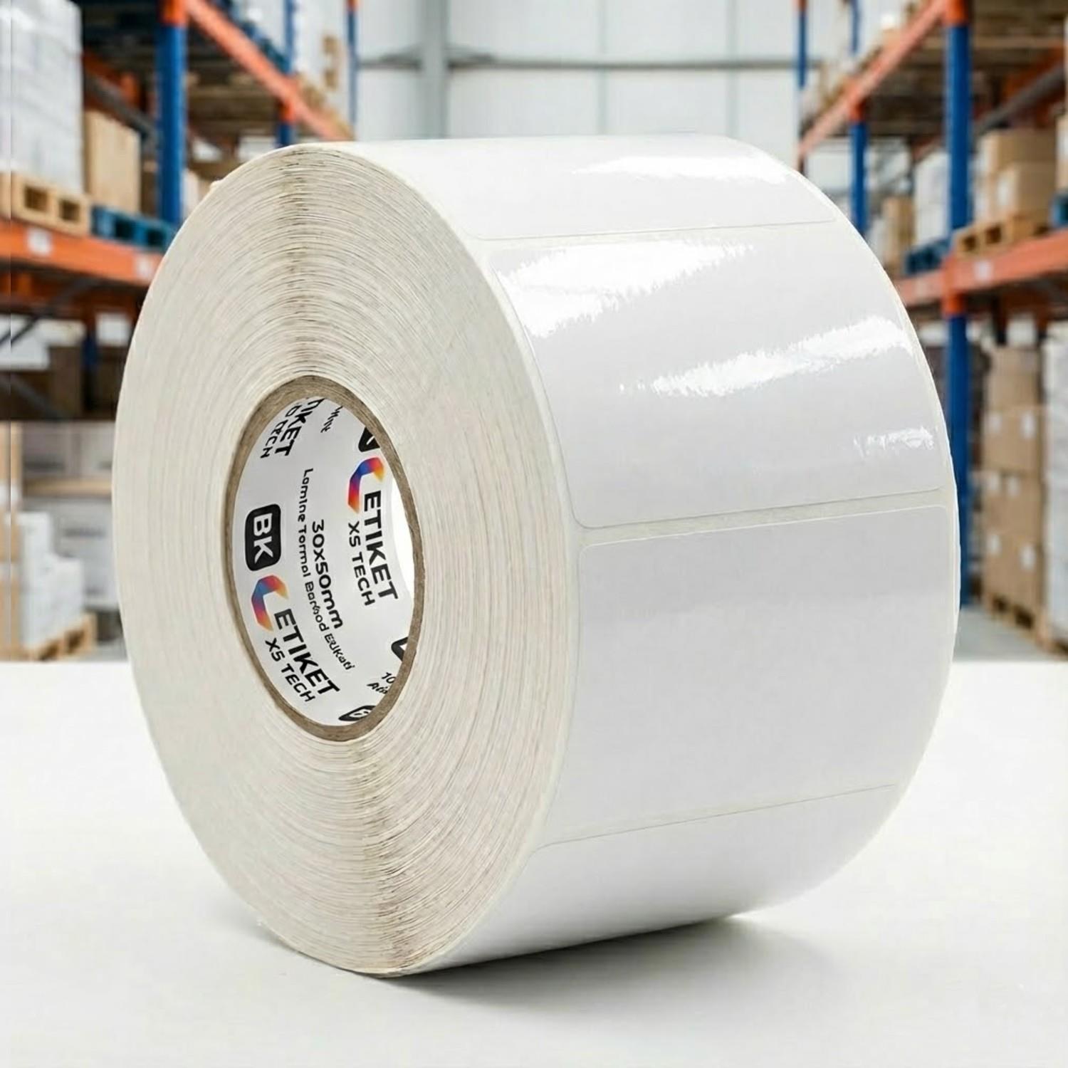 BK EtiketBK Etiket X5 Tech 30x50 Lamine Termal Barkod Etiketi 1000 Sarım 1 Adet