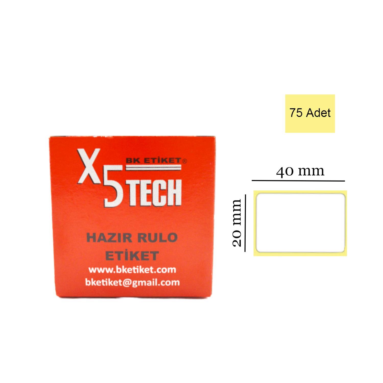X5 TECHBk Etiket X5 Tech Kutulu Hazır Etiket 20x40 75 Adet 1 Kutu