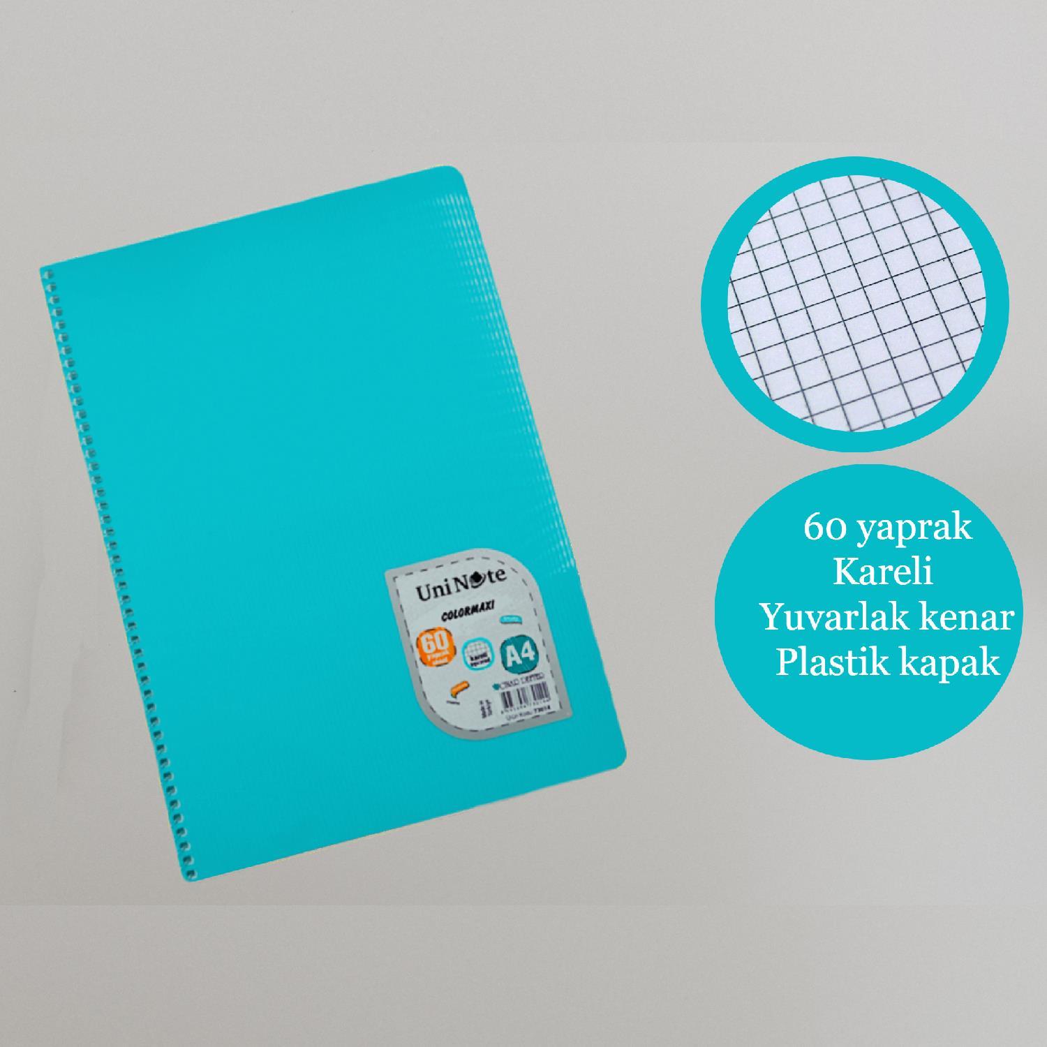 ÇınarÇınar Colormaxi A4 60 Yaprak Plastik Kapak Spiralli Defter Kareli (73014) 1 Adet