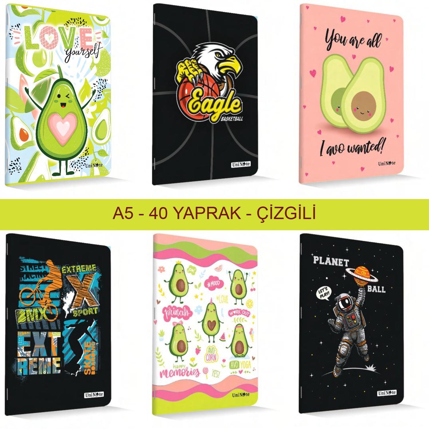 ÇınarÇınar Uninote A5 40 Yaprak Karton Kapak Dikişli Defter