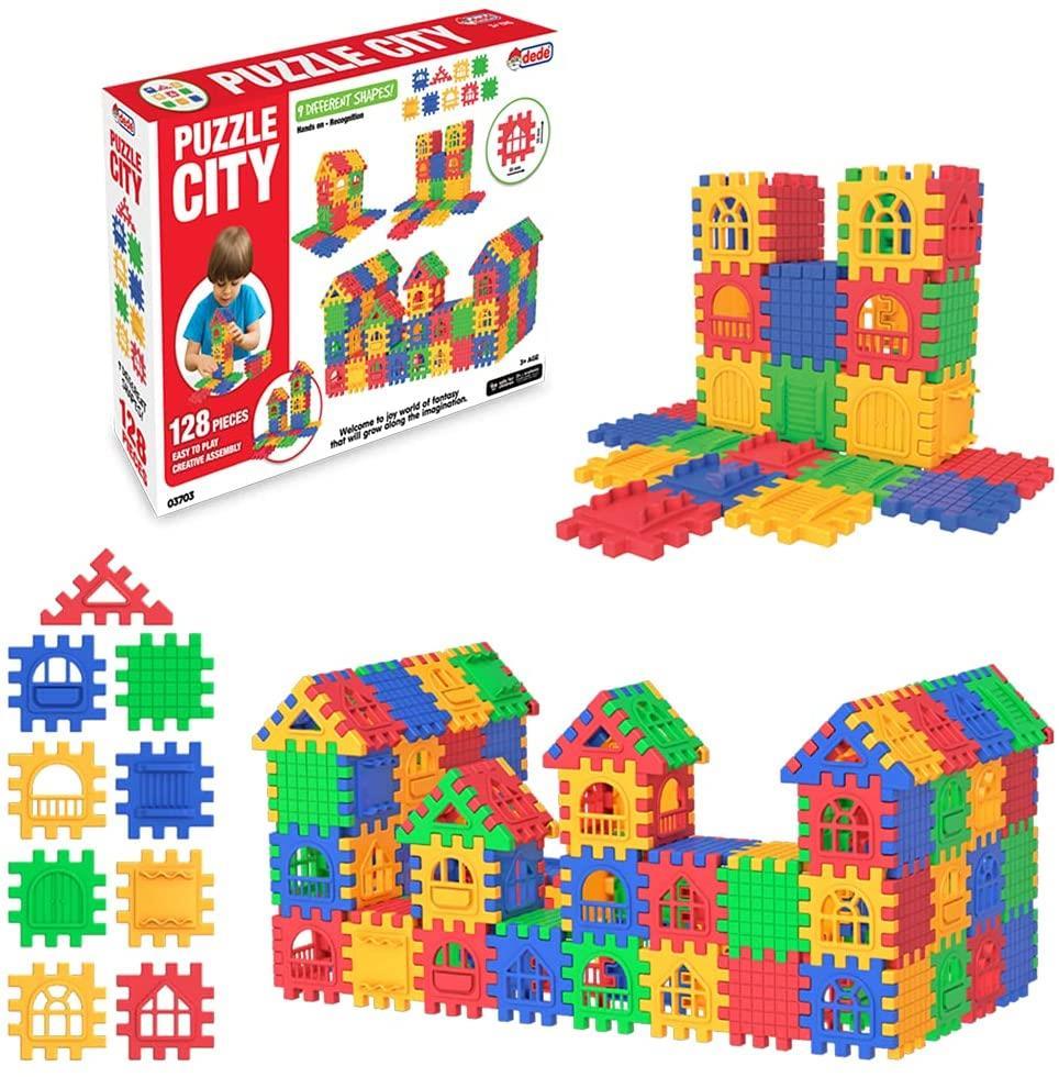 DedeDede Puzzle City 128 Parça 3D Yapı ve Tasarım Blokları 03703 (GKO: 7308)