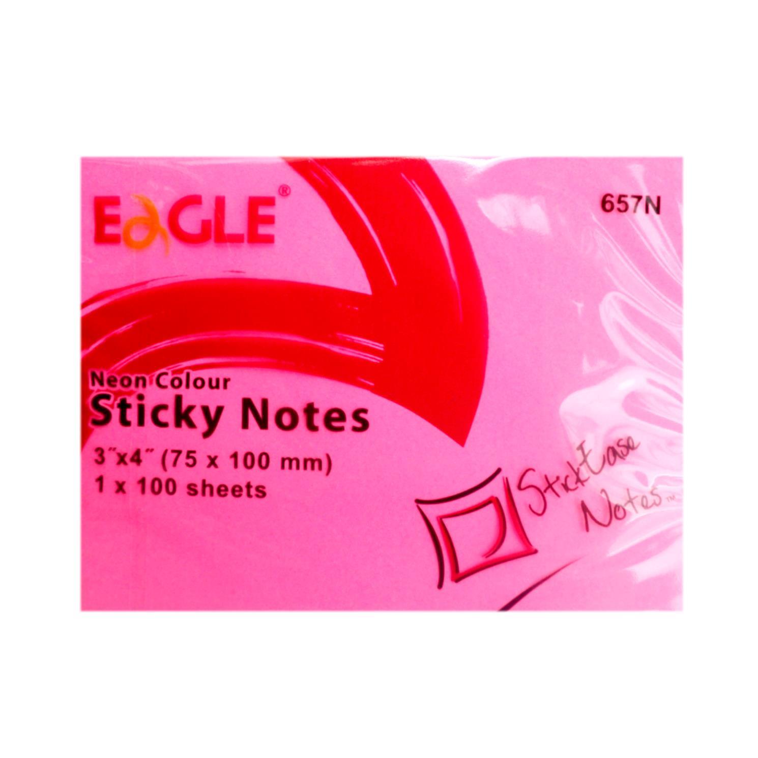 EagleEagle 75x00 mm Neon Renk Yapışkanlı Not Kağıdı 100 Yaprak Pembe (657N-PB)