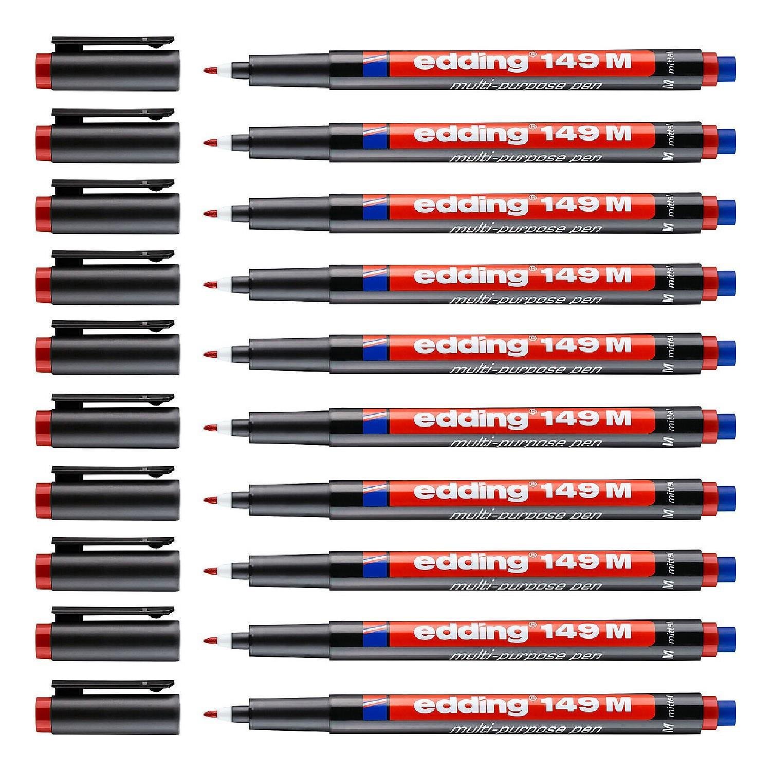 EddingEdding 149 M Permanent Silgili Asetat Kalemi 1.0 mm Kırmızı 10 Adet