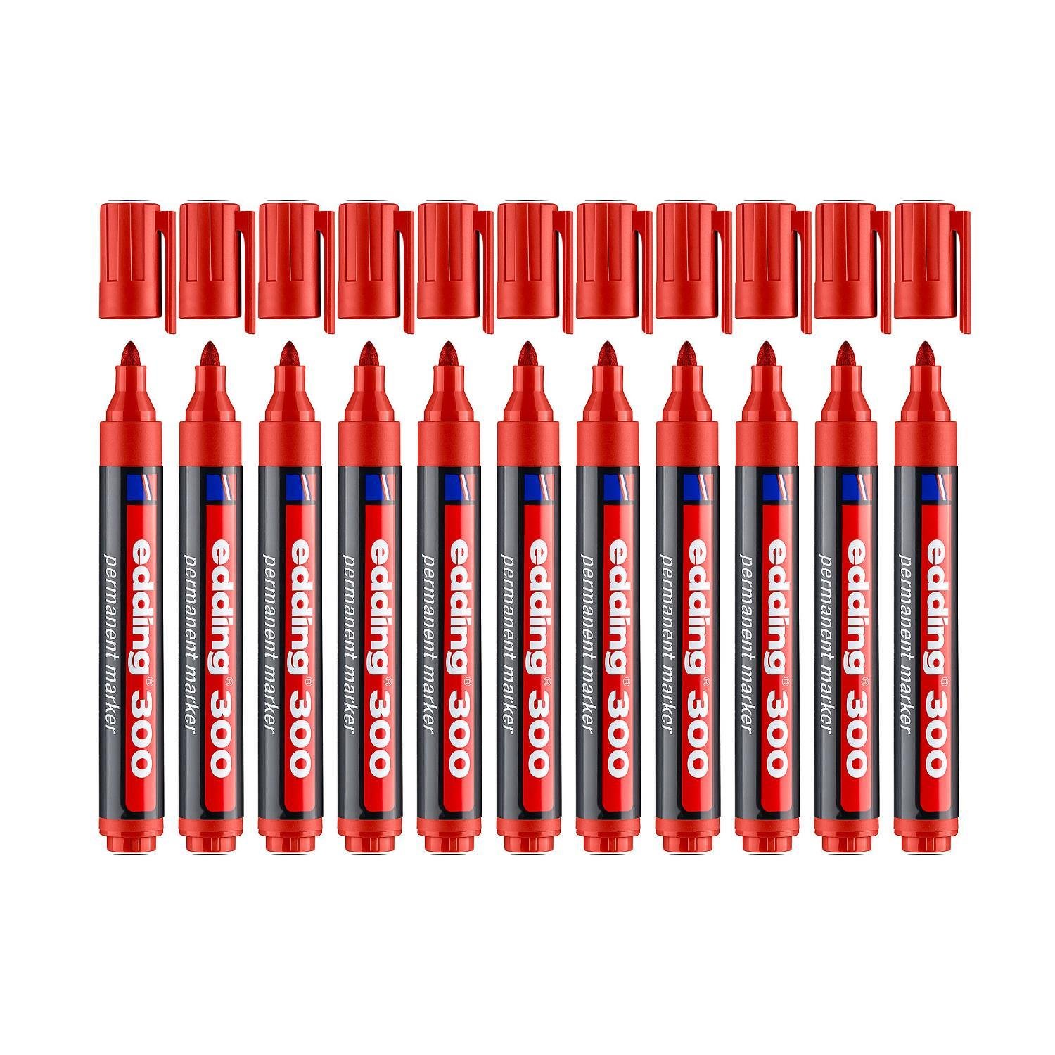 EddingEdding 300 Permanent Marker Kalem Yuvarlak Uçlu 1.5-3 mm Kırmızı 10 Adet