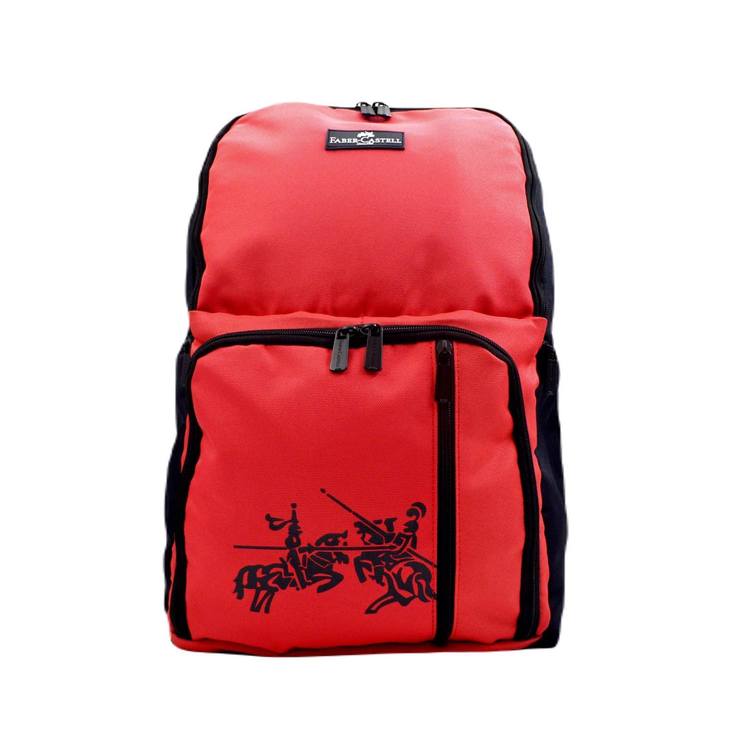 Faber-CastellFaber-Castell King Laptop Bölmeli 5 Gözlü Okul Sırt Çantası (23-1) Kırmızı-Siyah
