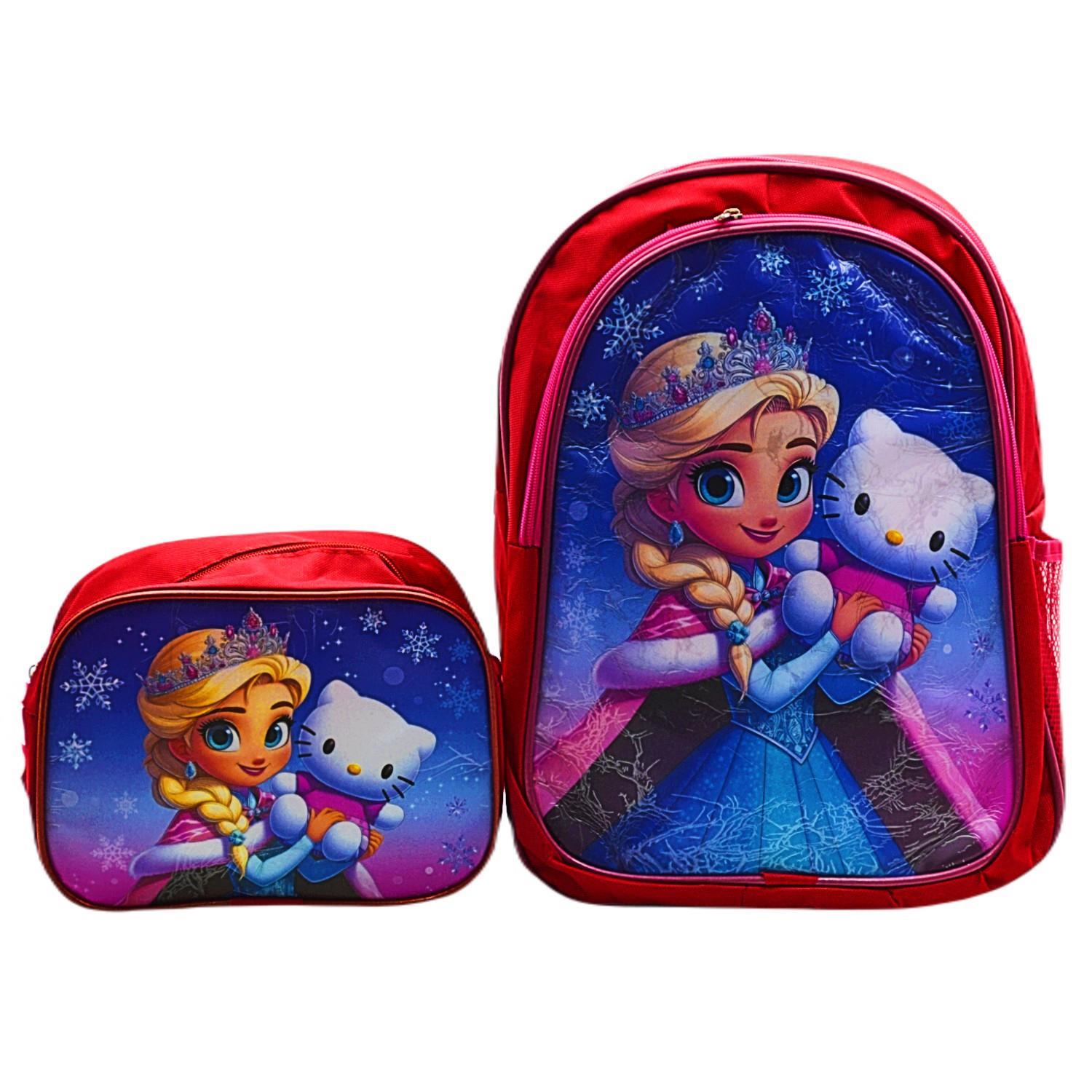 Gen-OfGen-Of 2 Bölmeli Elsa Okul Sırt Çantası Ve Beslenme Çantası Kırmızı KOD:1308