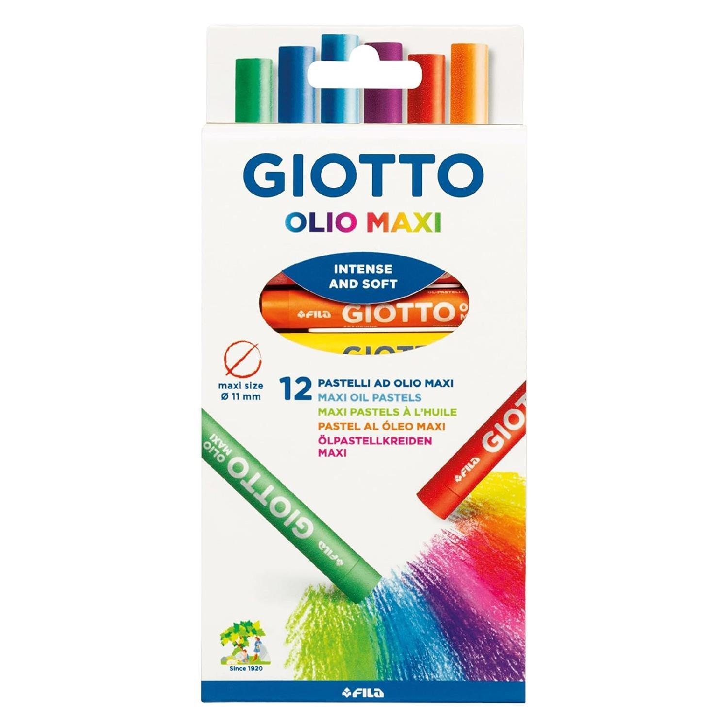 GiottoGiotto Olio Maxi Karton Kutu Yuvarlak Pastel Boya 12 Renk (F293400) (FLA1)