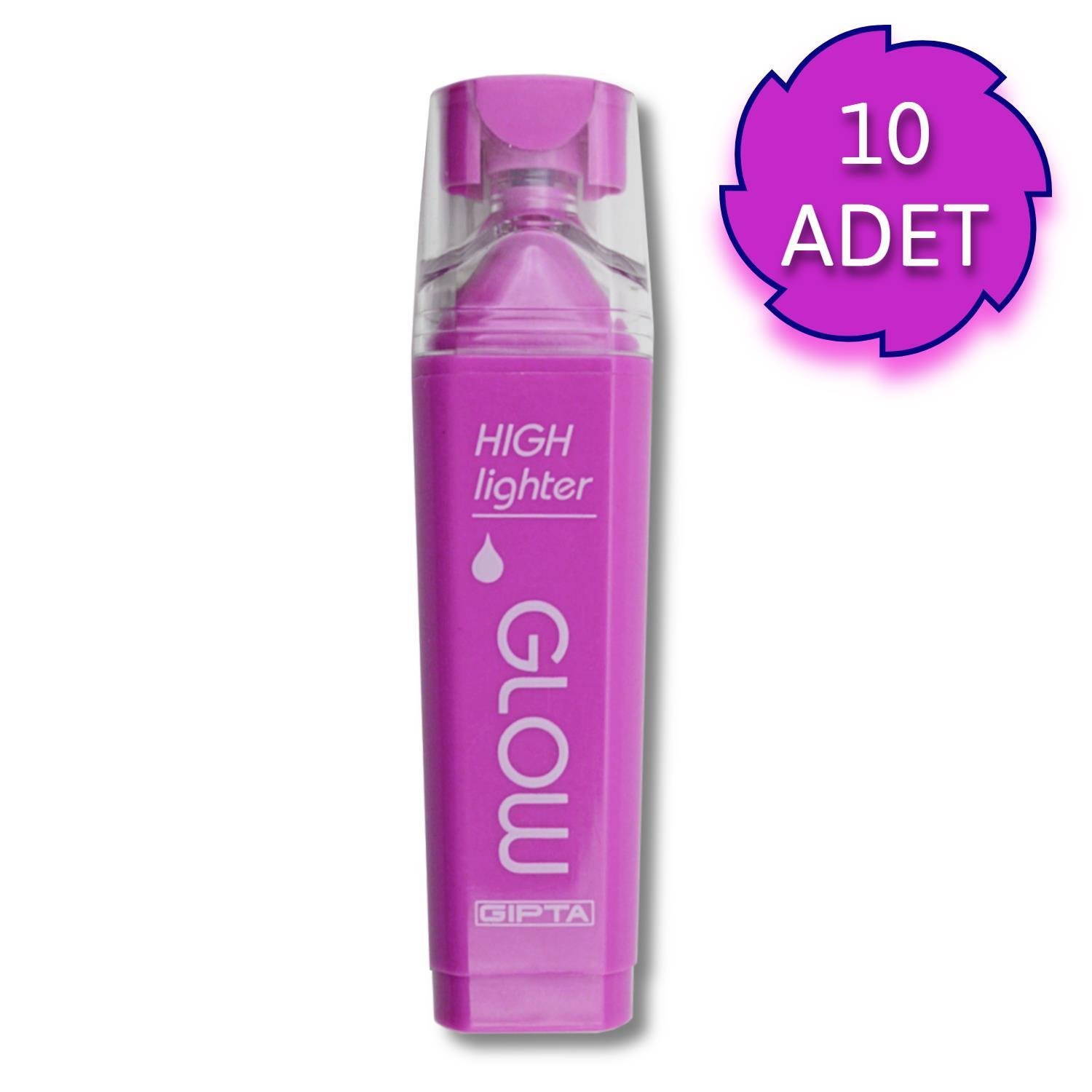 GıptaGıpta Glow Kesik Uç Neon Mor Fosforlu Kalem 10 Adet