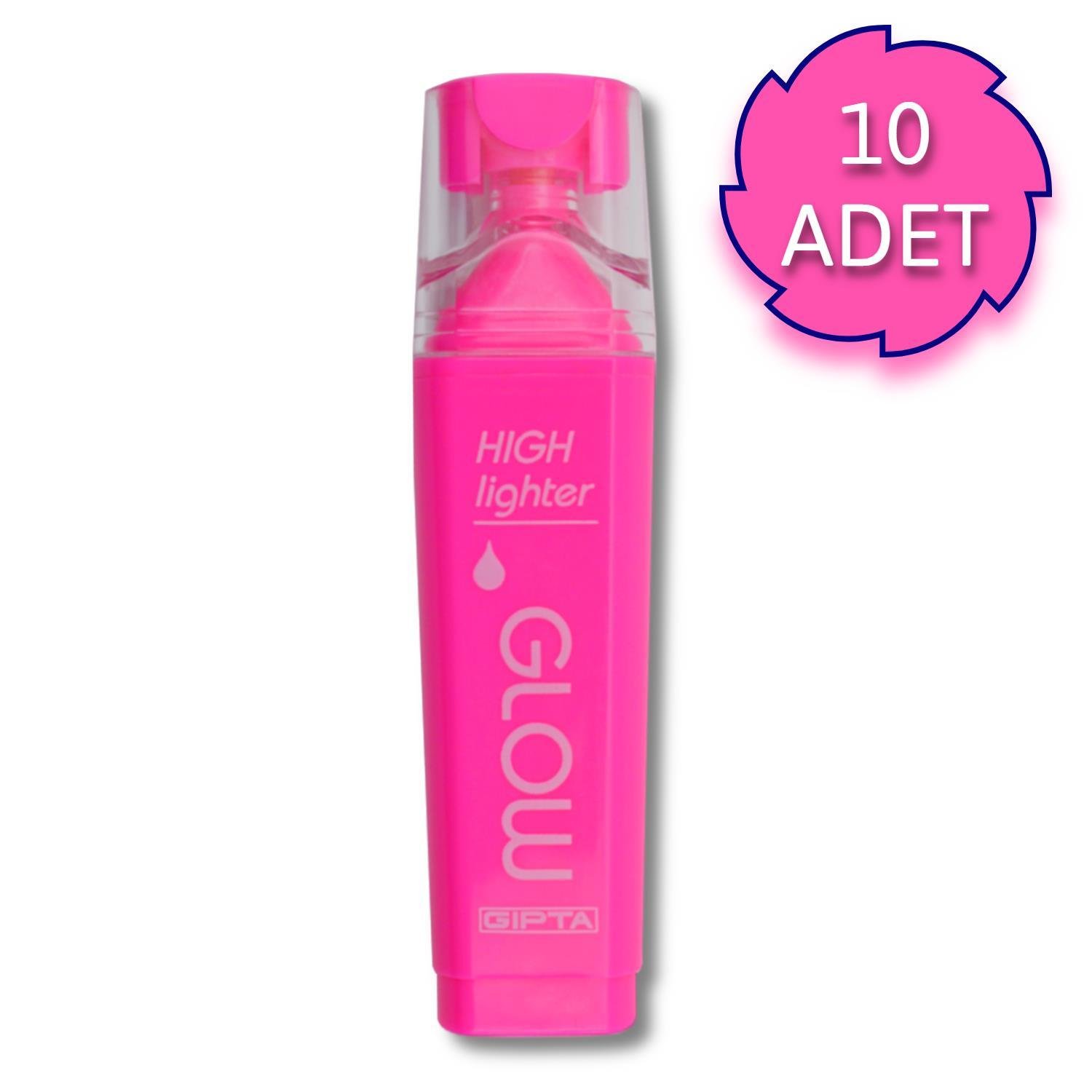 GıptaGıpta Glow Kesik Uç Neon Pembe Fosforlu Kalem 10 Adet