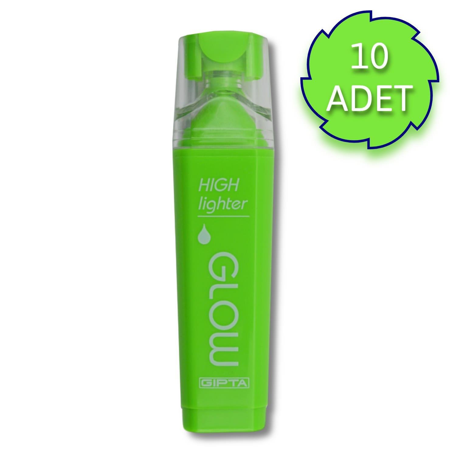 GıptaGıpta Glow Kesik Uç Neon Yeşil Fosforlu Kalem 10 Adet