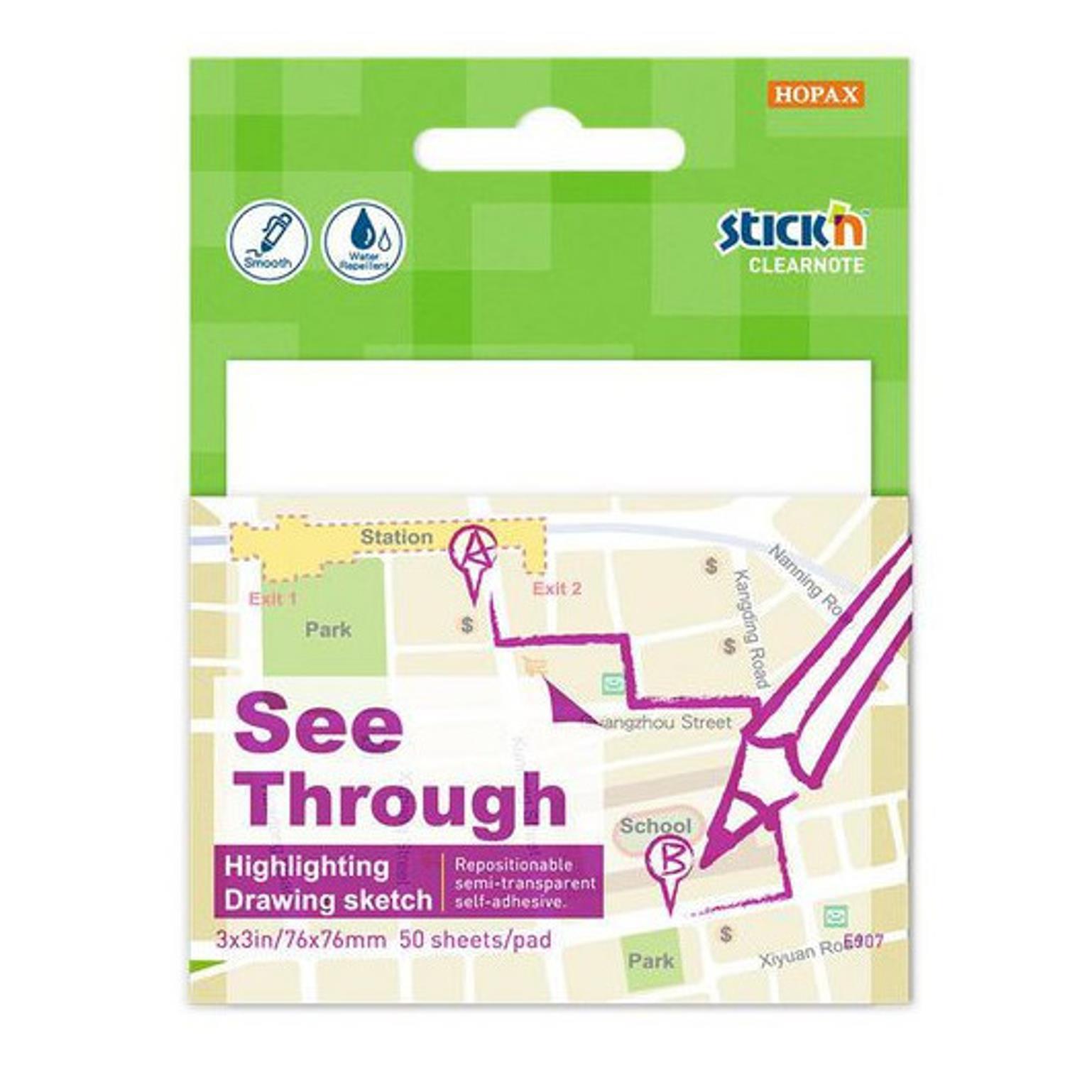 GıptaGıpta Hopax Stickn 21712 Yapışkanlı Not Kağıdı Yarı Saydam 50 Yaprak 76x76 Mm