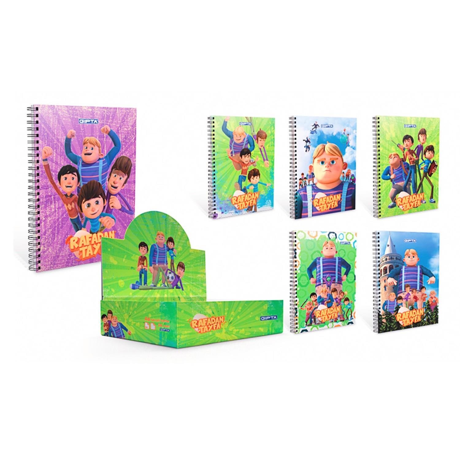 GıptaGıpta Rafadan Tayfa Karton Kapak Spiralli Not Defteri A6 80 Yaprak Çizgili (6357)