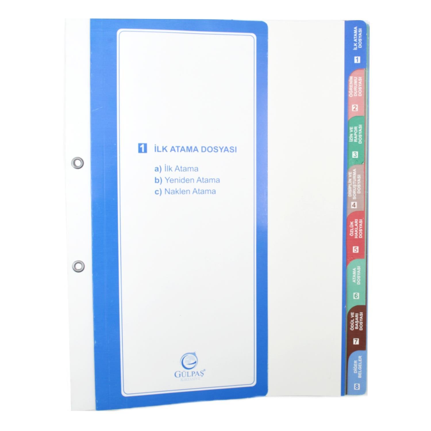 GülpaşGülpaş Öğretmen Özlük Dosyası İçi 8 Dosya Kod:699
