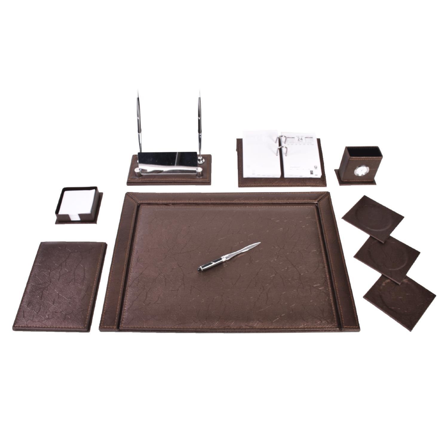 GülpaşGülpaş Sümen Takımı 11 Parça Napa Suni Deri Çift Kalemli Optik Kahverengi Kod:248