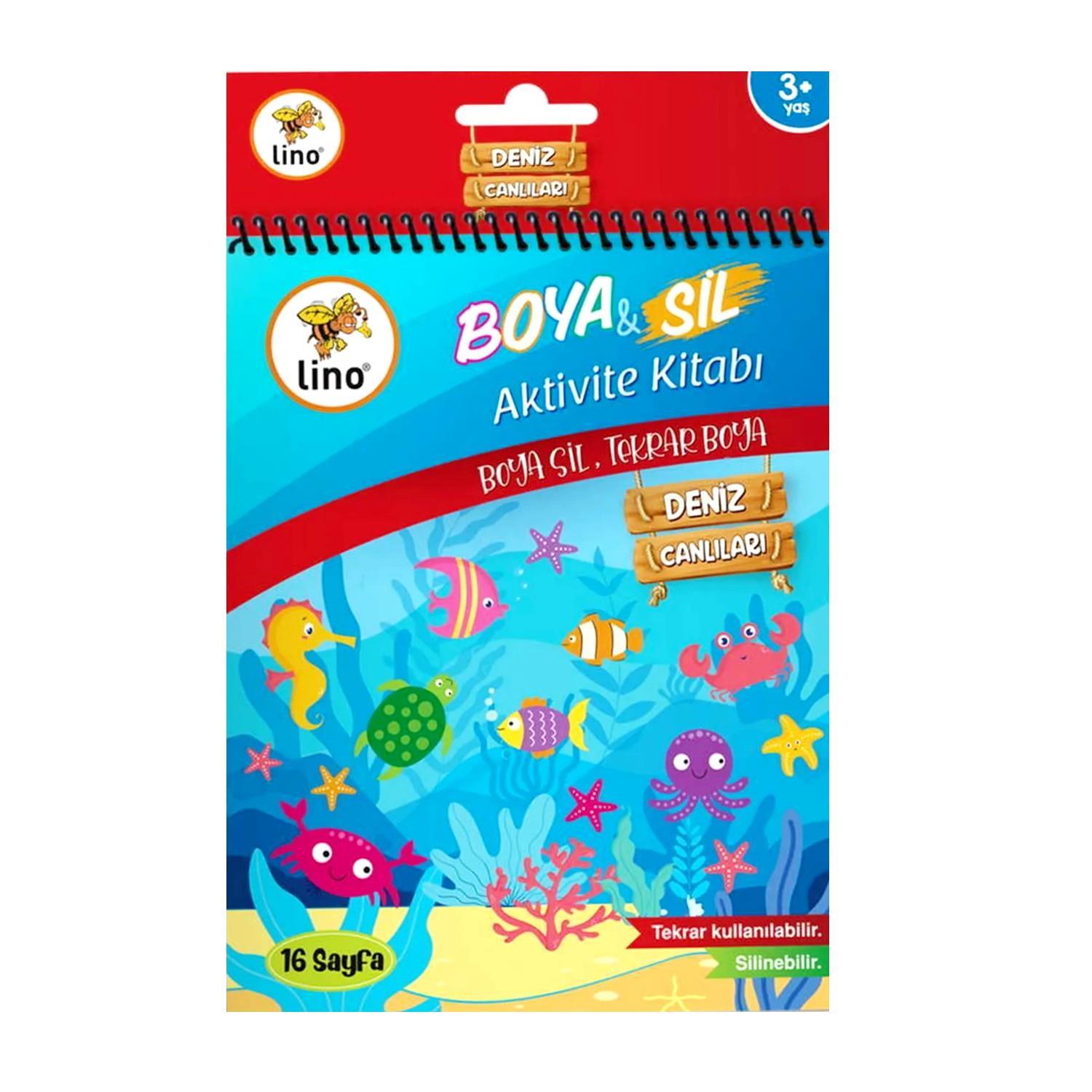 LinoLino A5 16 Sayfa Boya&Sil Aktivite Kitabı- Deniz Canlıları (BS-1002)