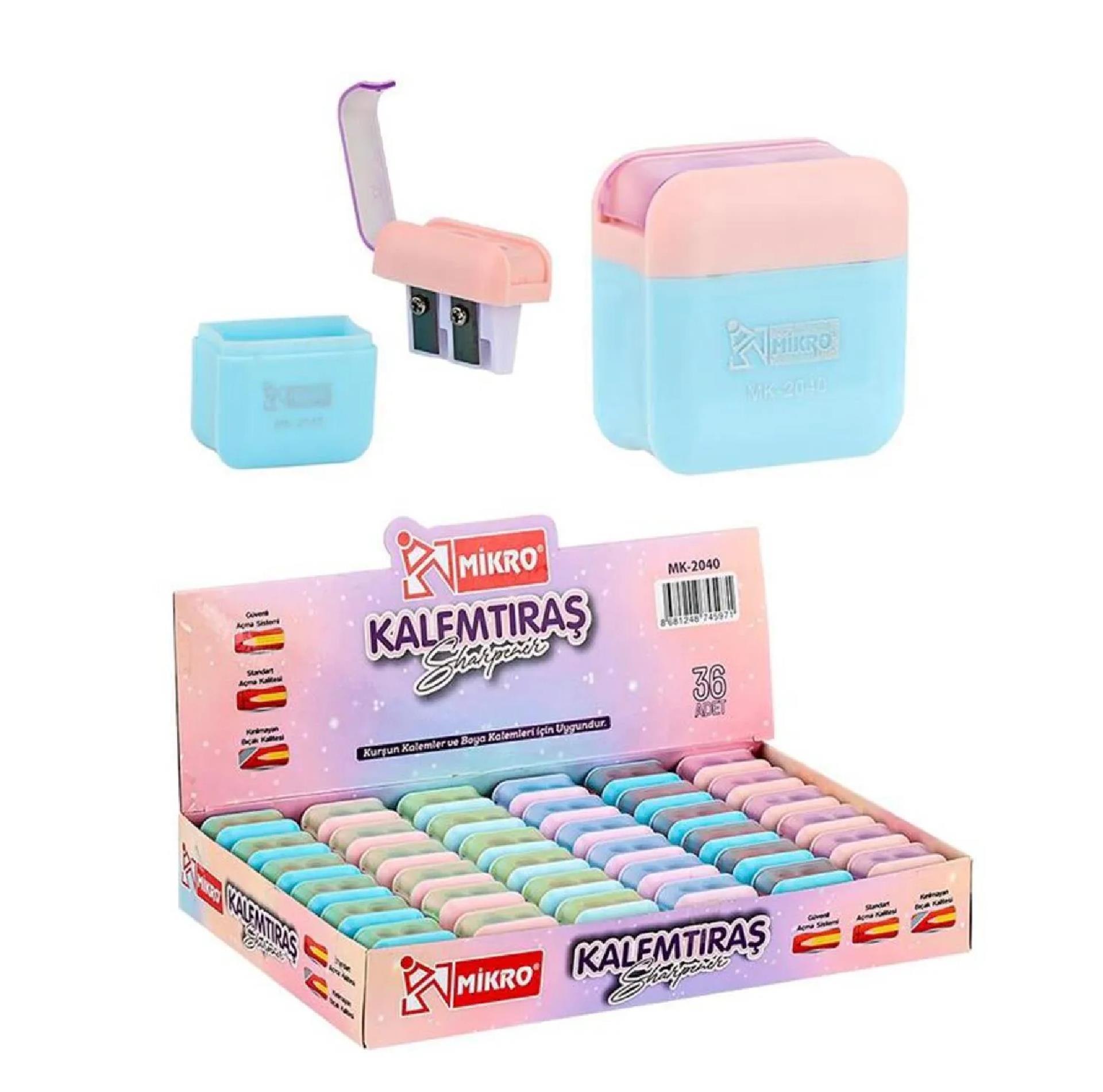 MİKROMikro Çift Delikli Küp Kalemtıraş (MK-2040)
