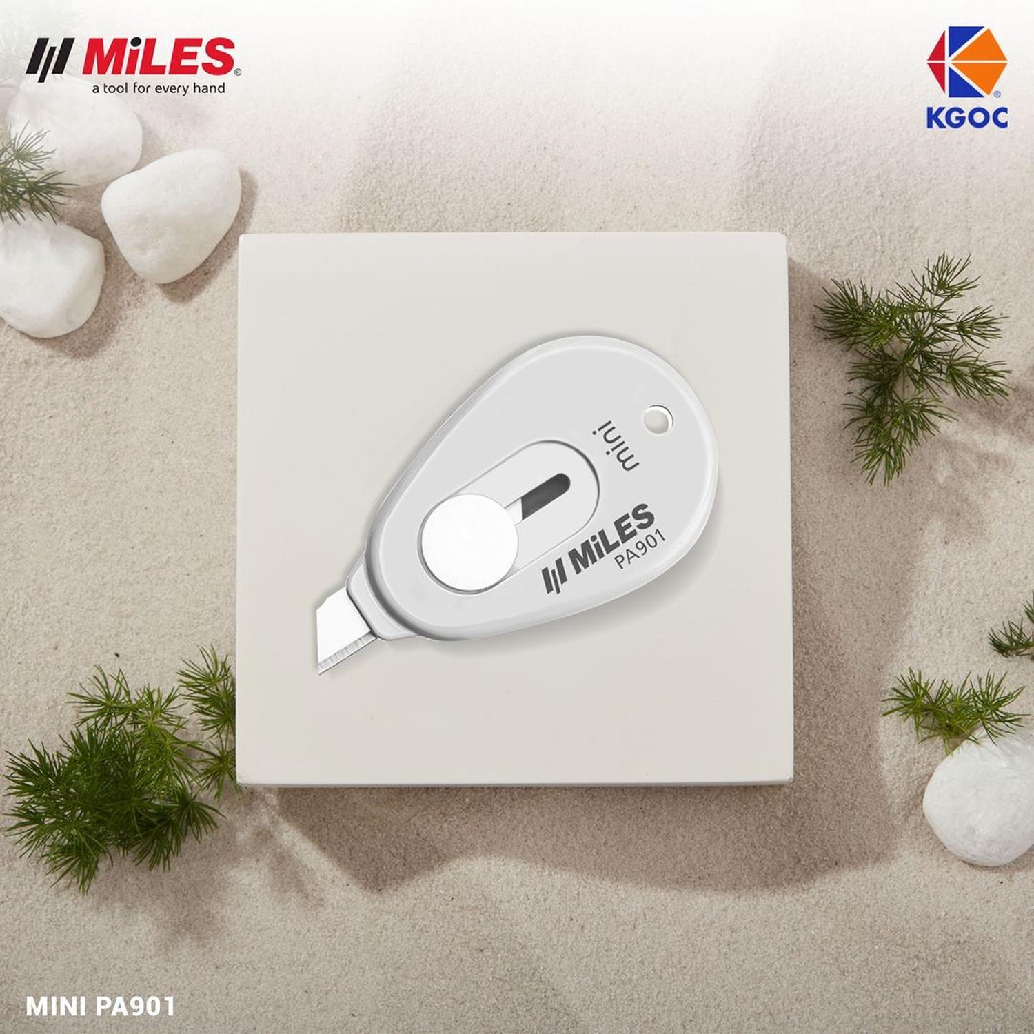 MilesMiles Mini Maket Bıçağı Otomatik Kilit Güvenlikli 9 mm Fildişi PA901