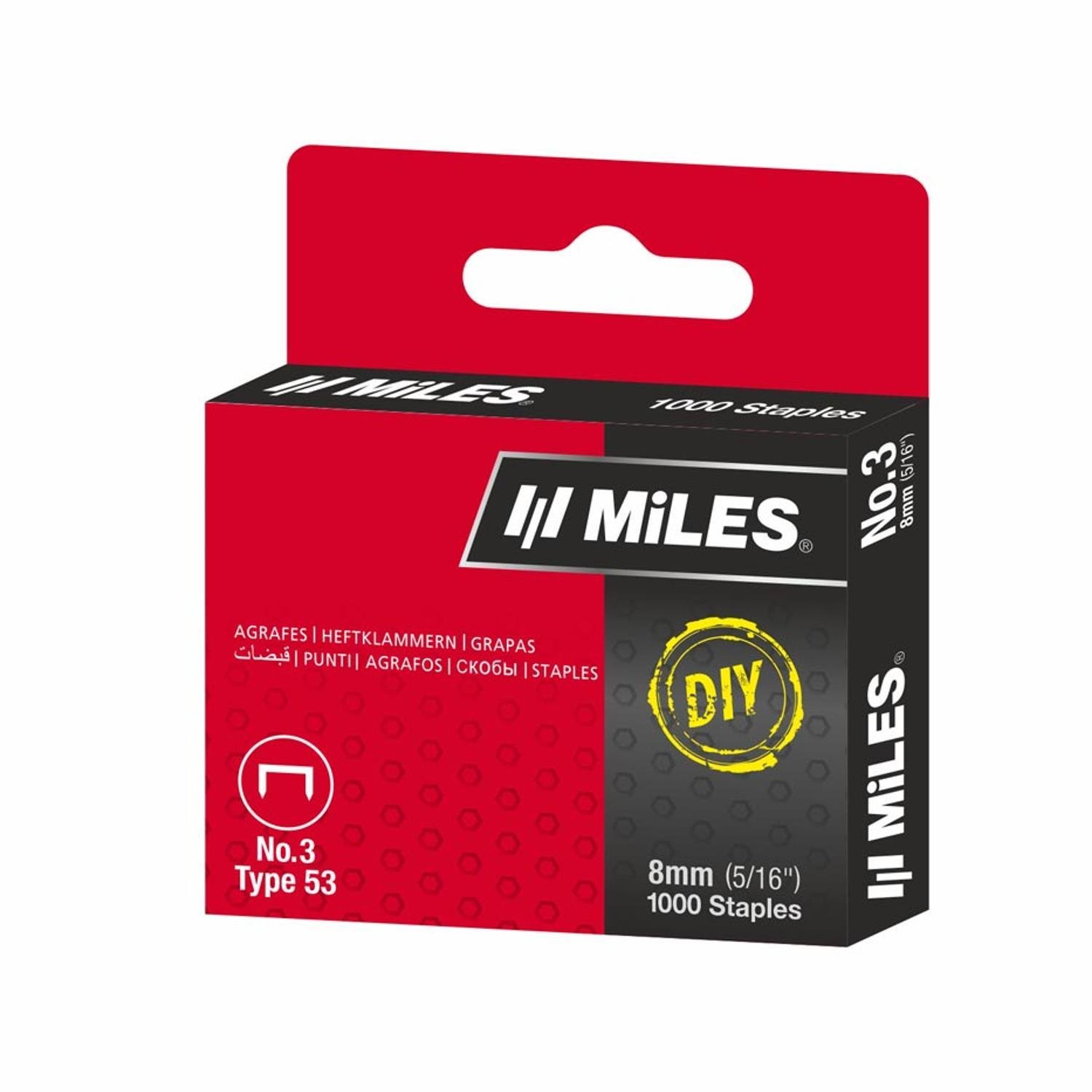 MilesMiles No:3 8 mm Çakma Zımba Teli Gümüş 1000 li Type 53