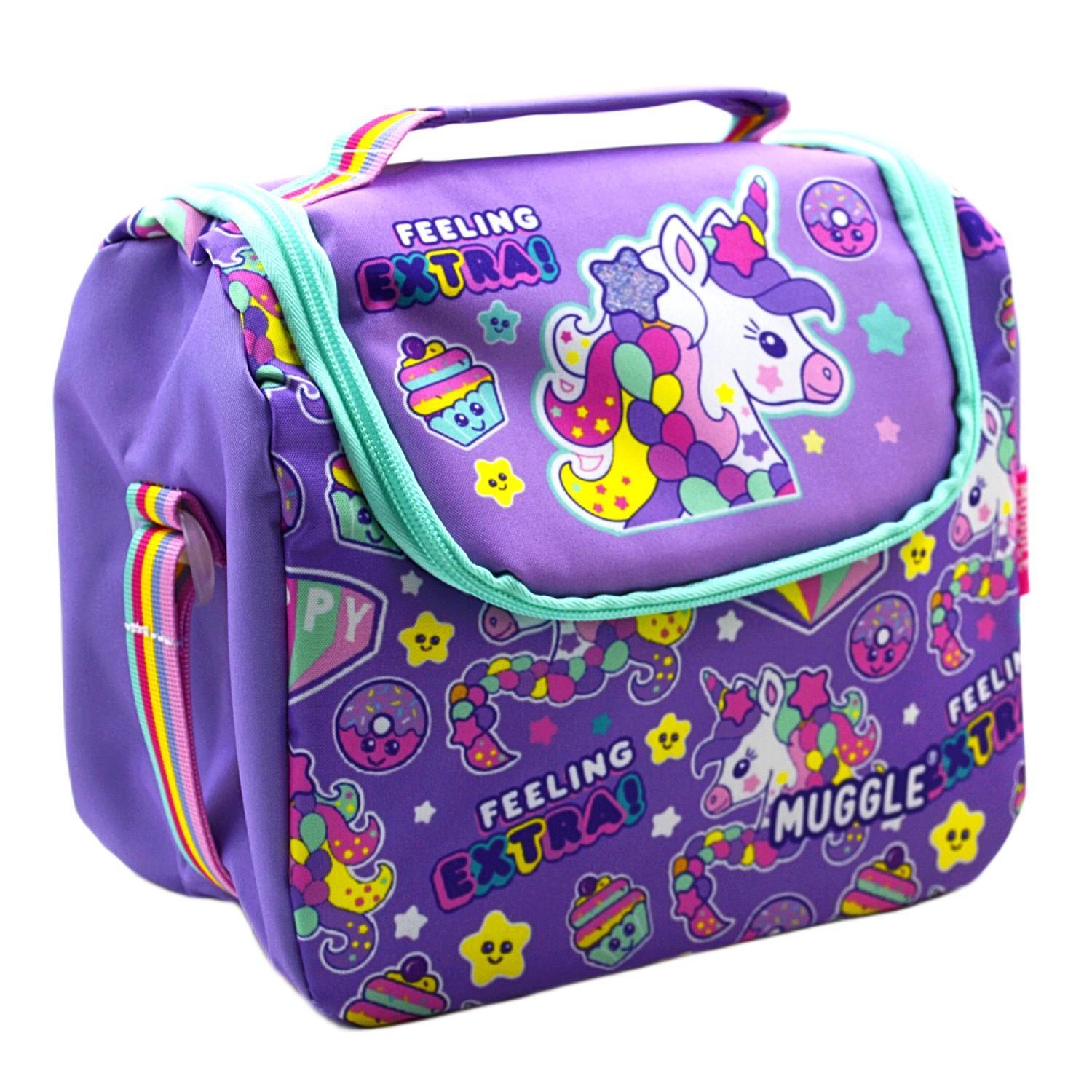 Muggle 2 Bölmeli Always Happy Unicorn Okul Çantası + Beslenme Çantası