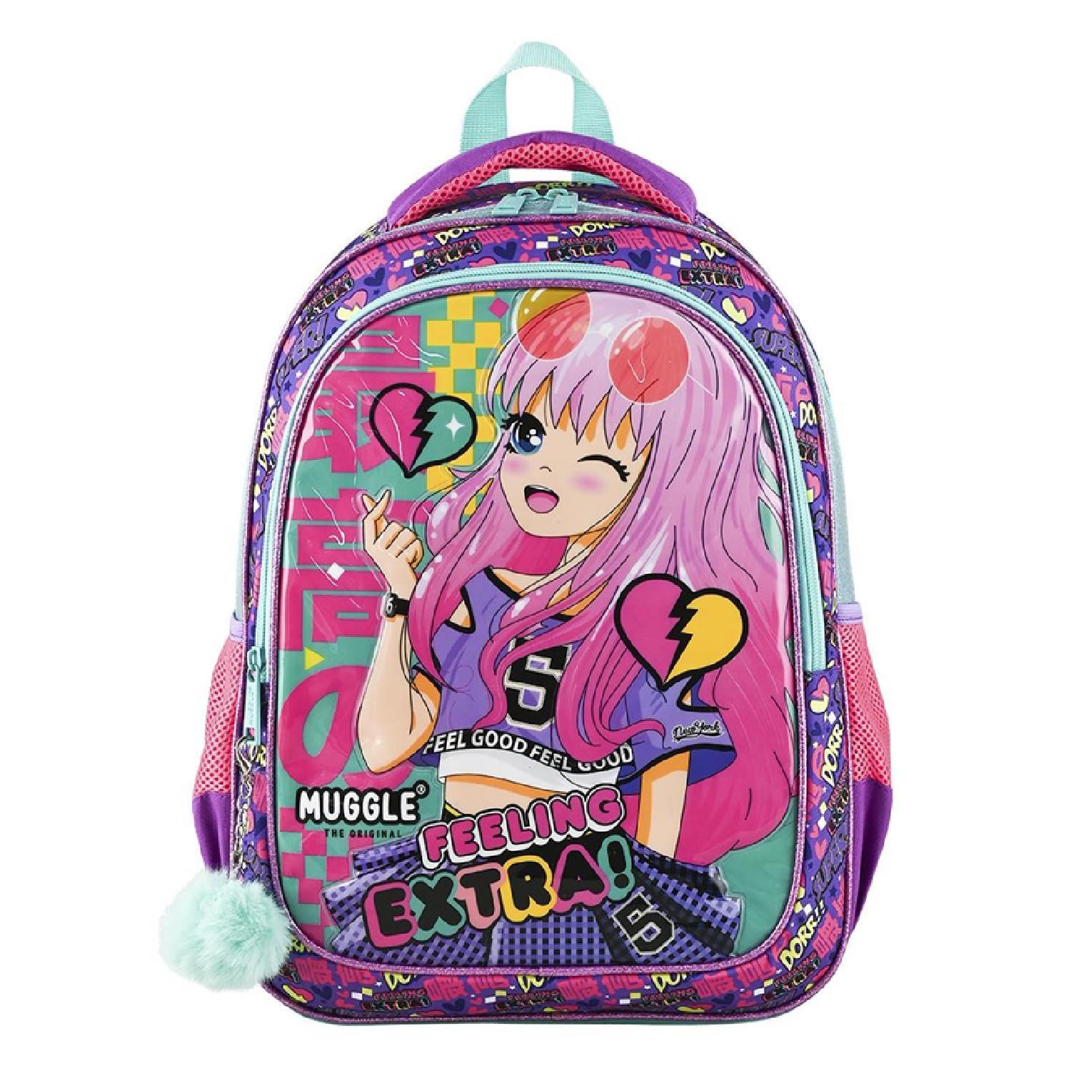 MuggleMuggle 2 Bölmeli Anime Okul Sırt Çantası Turkuaz (MU-9057)