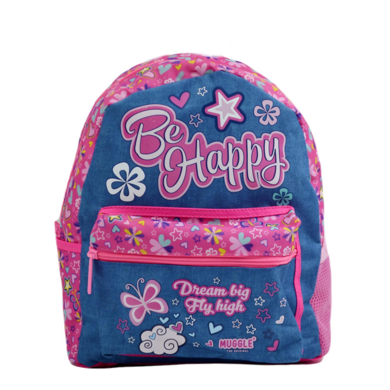 MuggleMuggle 2 Bölmeli Be Happy Anaokulu Çantası Pembe MU-7488