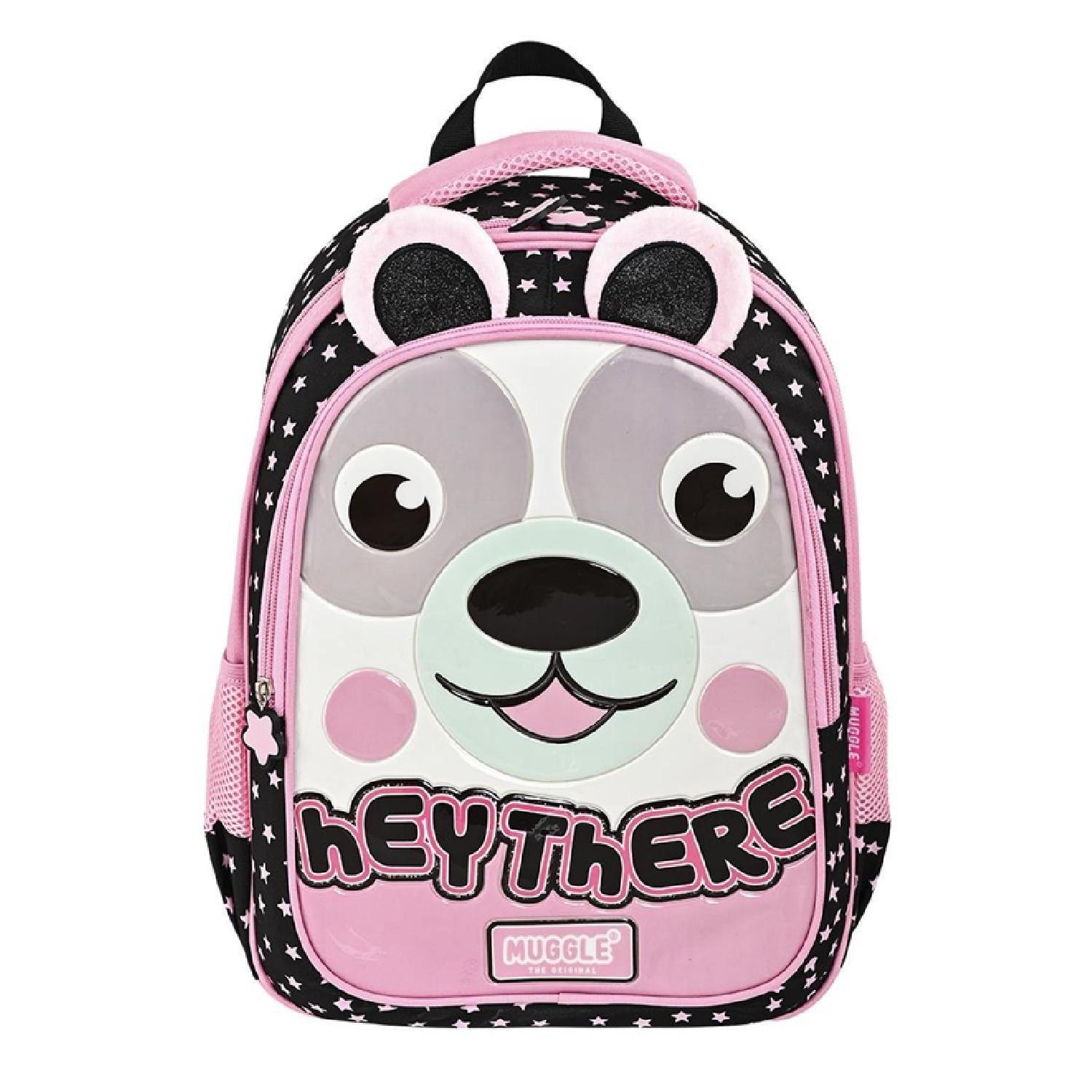 MuggleMuggle 2 Bölmeli Hey There Okul Sırt Çantası Siyah (MU-9091)