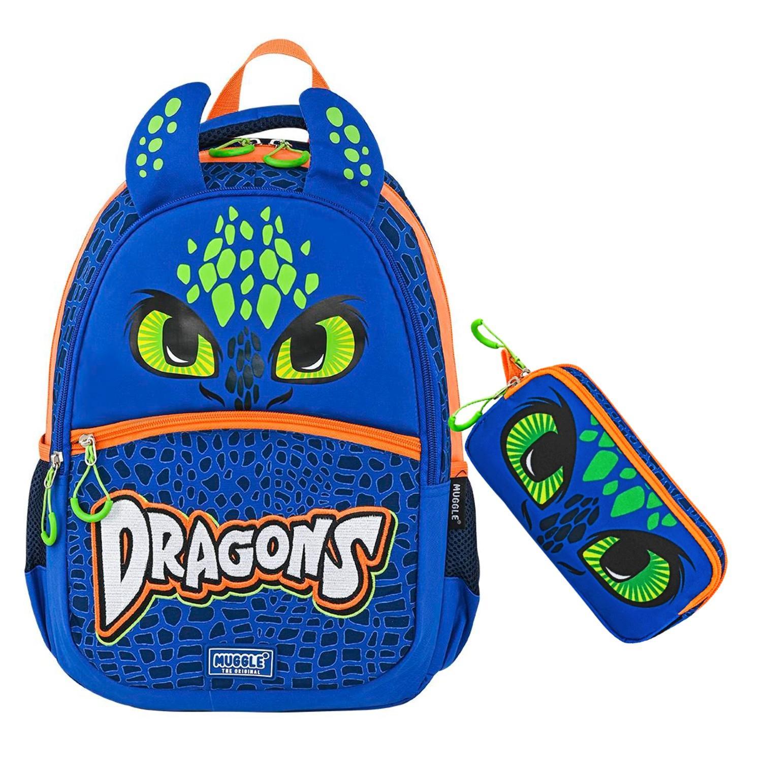 MuggleMuggle 3 Bölmeli Dragons Okul Sırt Çantası+Kalemlik