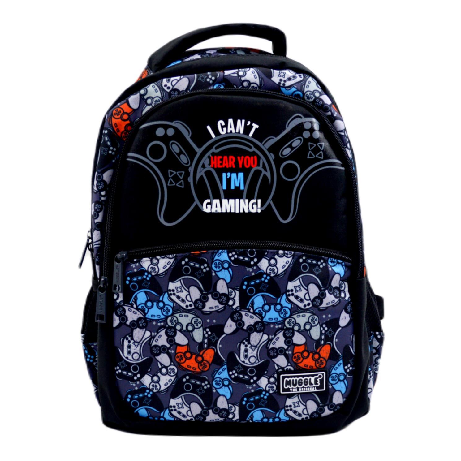 MuggleMuggle 3 Bölmeli Game Over Siyah Okul Sırt Çantası (MU-9383)