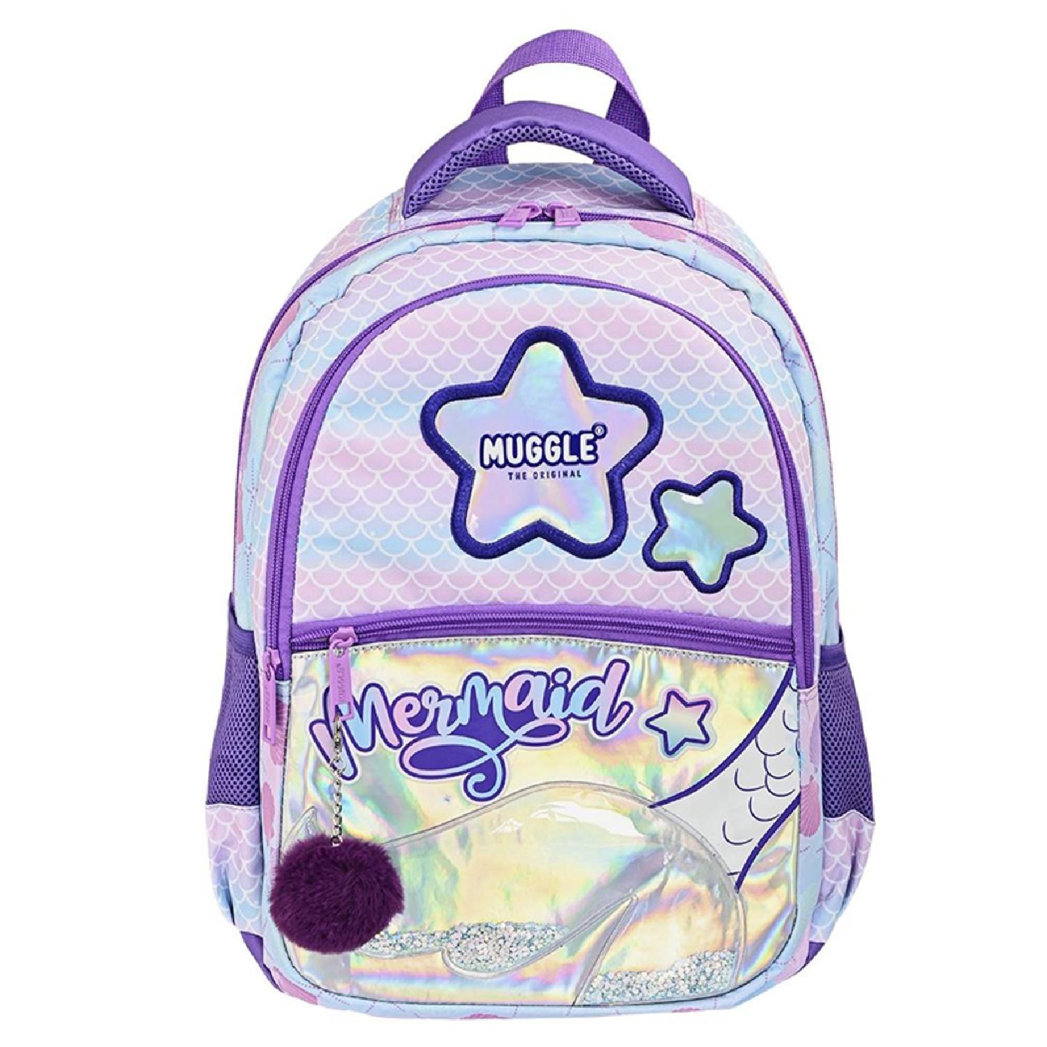 MuggleMuggle 3 Bölmeli Mermaid Okul Sırt Çantası Mor (MU-9026)