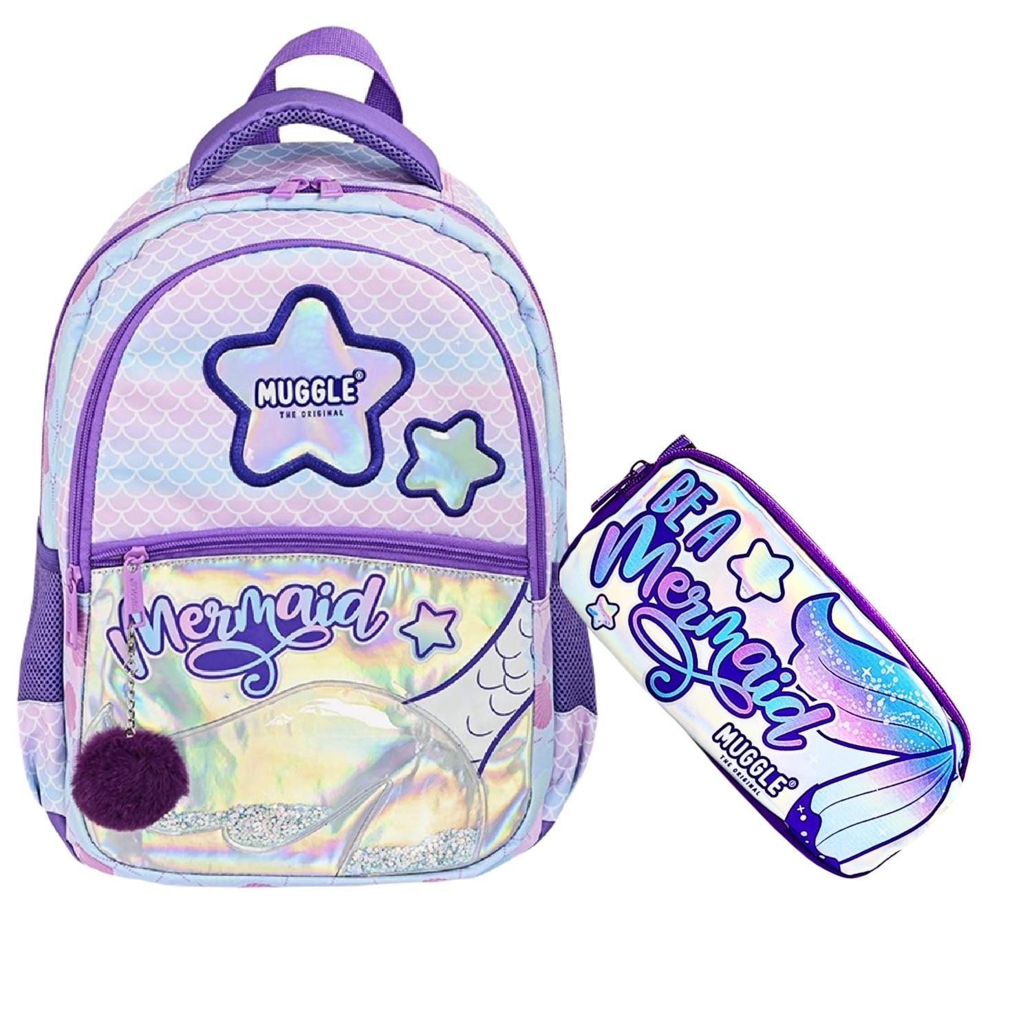 MuggleMuggle 3 Bölmeli Mermaid Okul Sırt Çantası + Kalemlik
