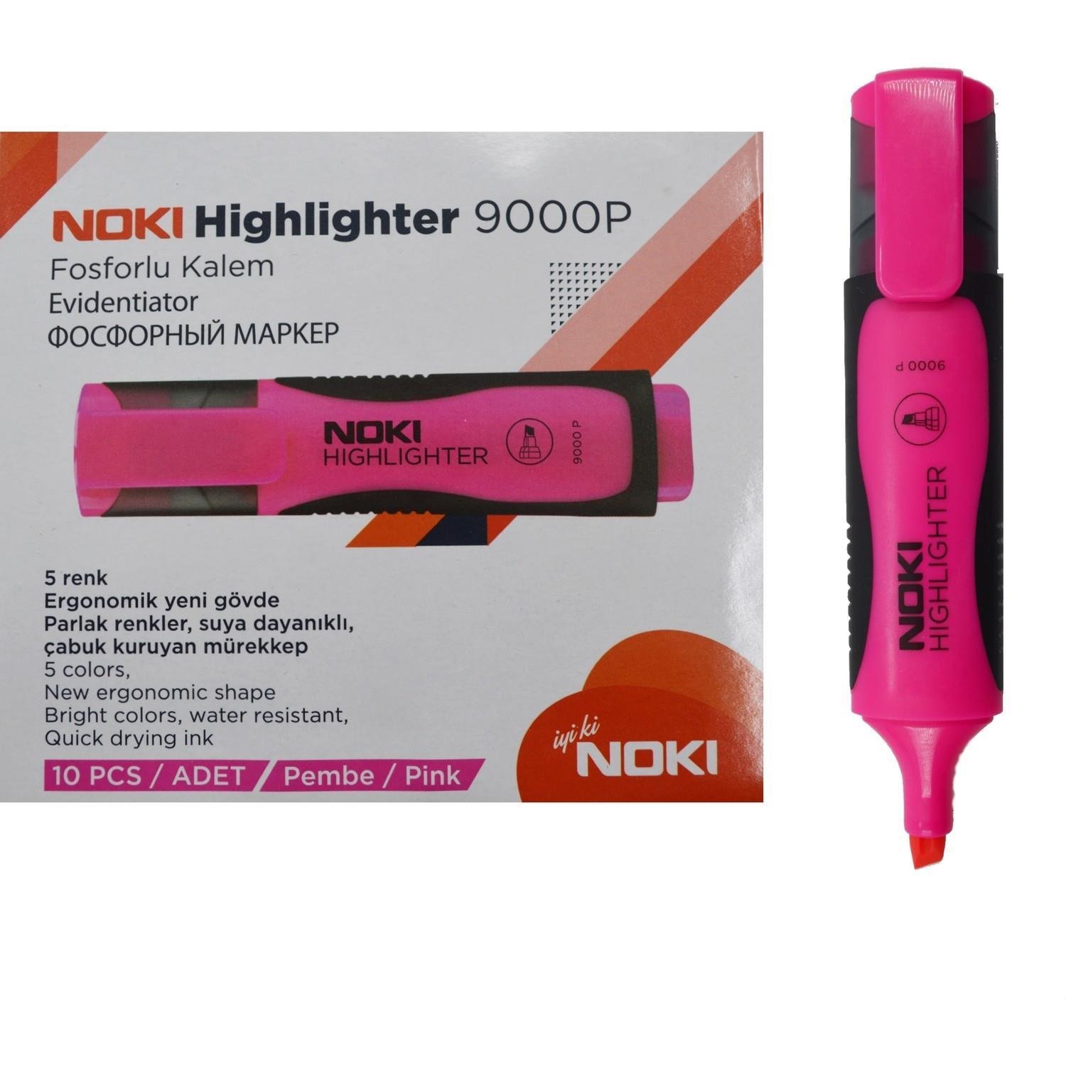 NokiNoki Fosforlu Kalem 10 Adet Pembe