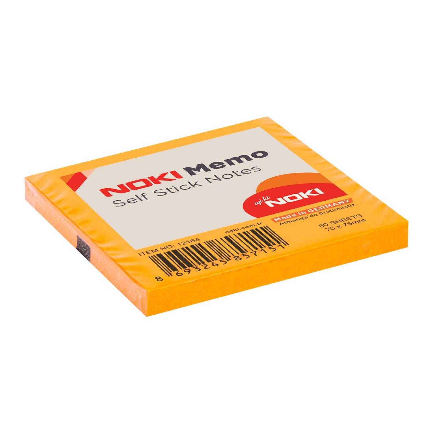 NokiNoki Memo 75x75 mm Yapışkanlı Not Kağıdı 80 Yaprak Turuncu 12164