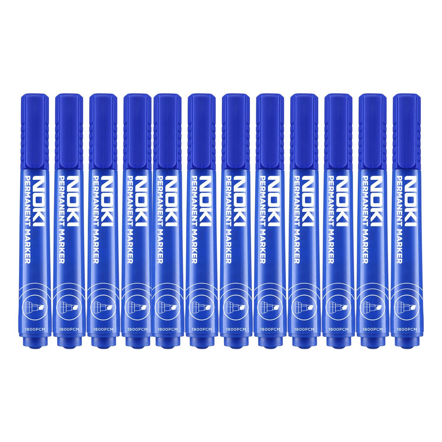 NokiNoki Permanent Markör Kesik Uçlu Koli Kalemi 12 Adet Mavi