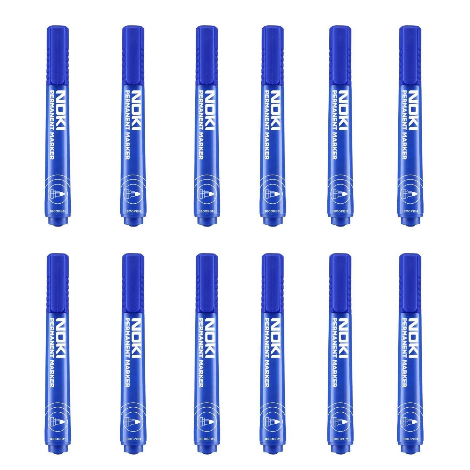 NokiNoki Permanent Markör Yuvarlak Uçlu Koli Kalemi Mavi 12 Adet