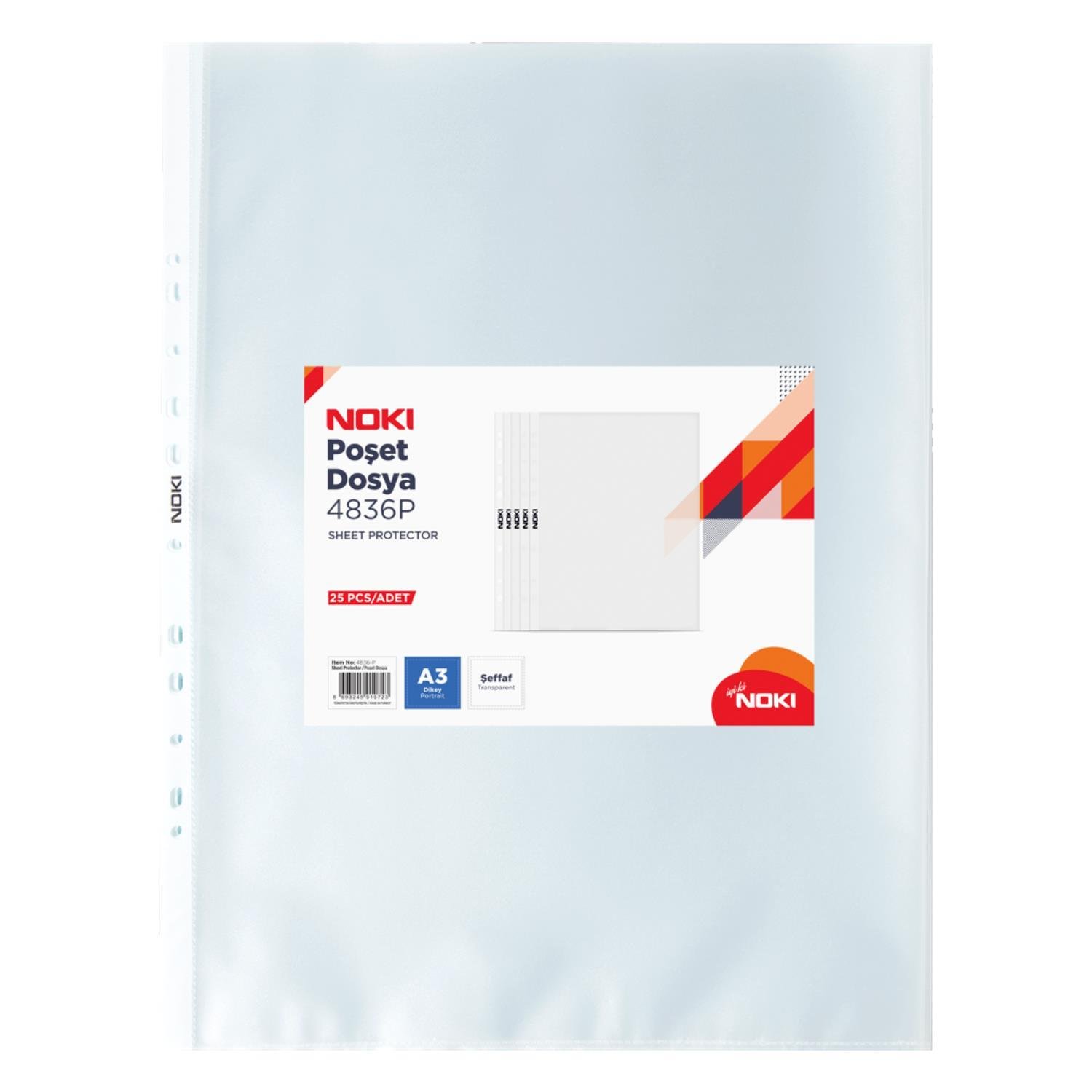 NokiNoki Poşet Dosya A3 Dikey 25 Lİ A3 4836-P(90 MIC)