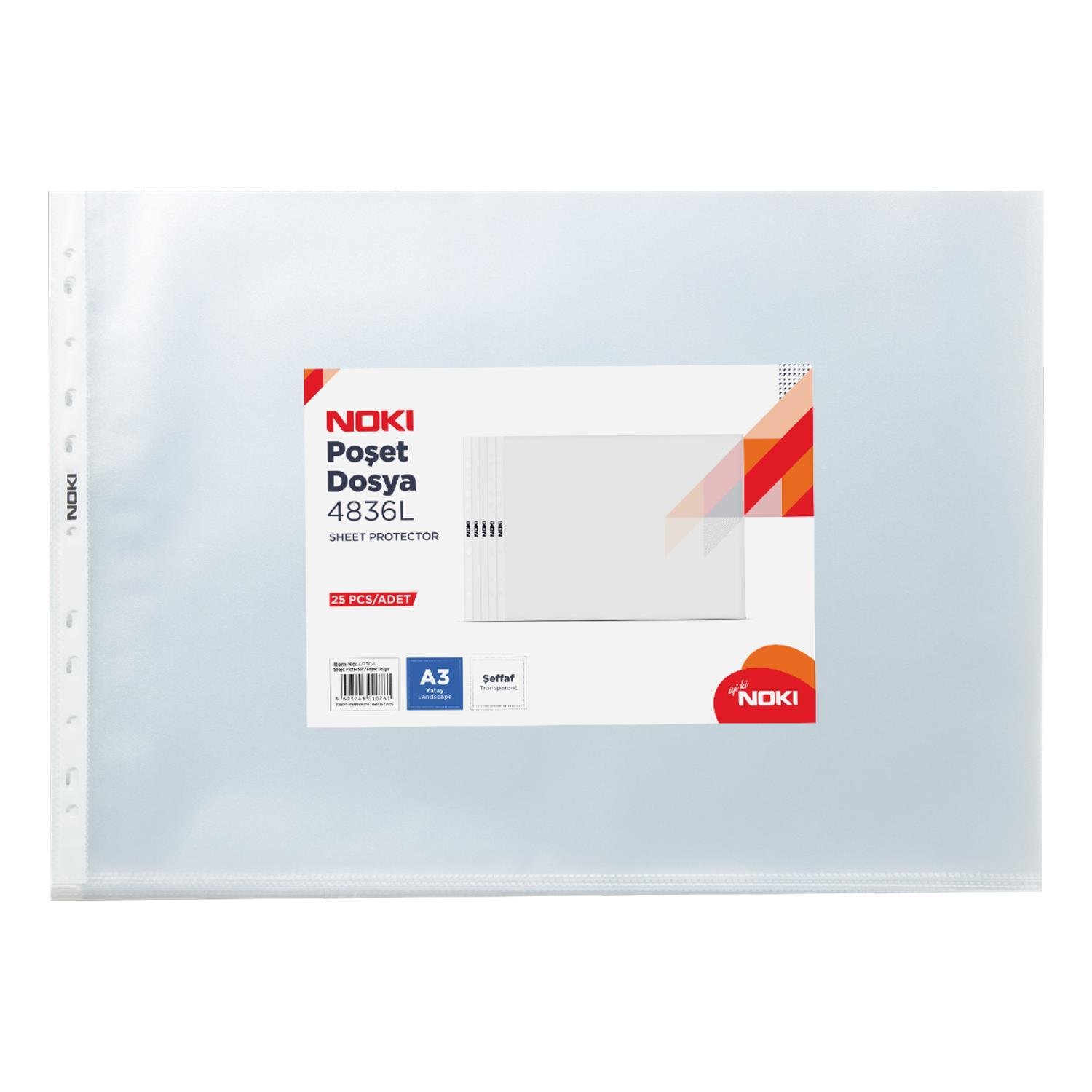 NokiNoki Poşet Dosya Yatay 25 Lİ A3 4836-L
