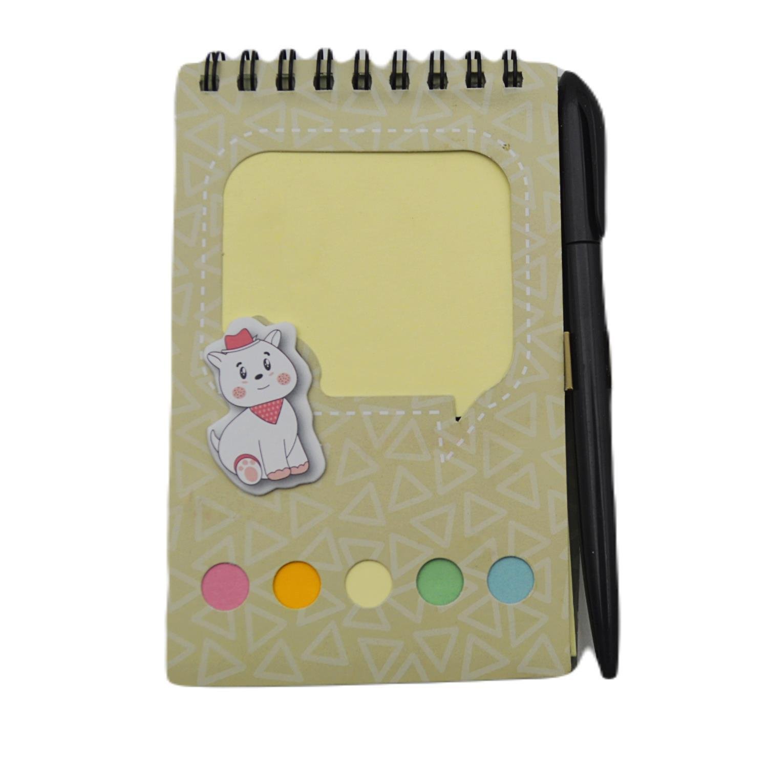 NOTYAZNot Yaz 8x13 Sevimli Cep Set Kalem+5 Renk Kağıt Ayraç Bloknot Pastel Yeşil (SCS-0264)