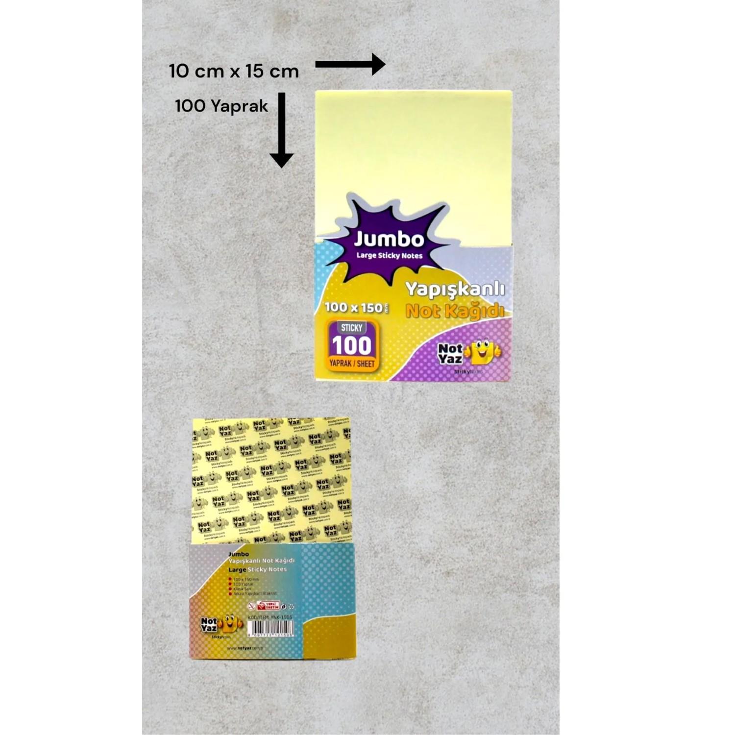 NOTYAZNotYaz 100x150 100 Yaprak Yapışkanlı Çizgisiz Not Kağıdı Sarı (YNK-1506)