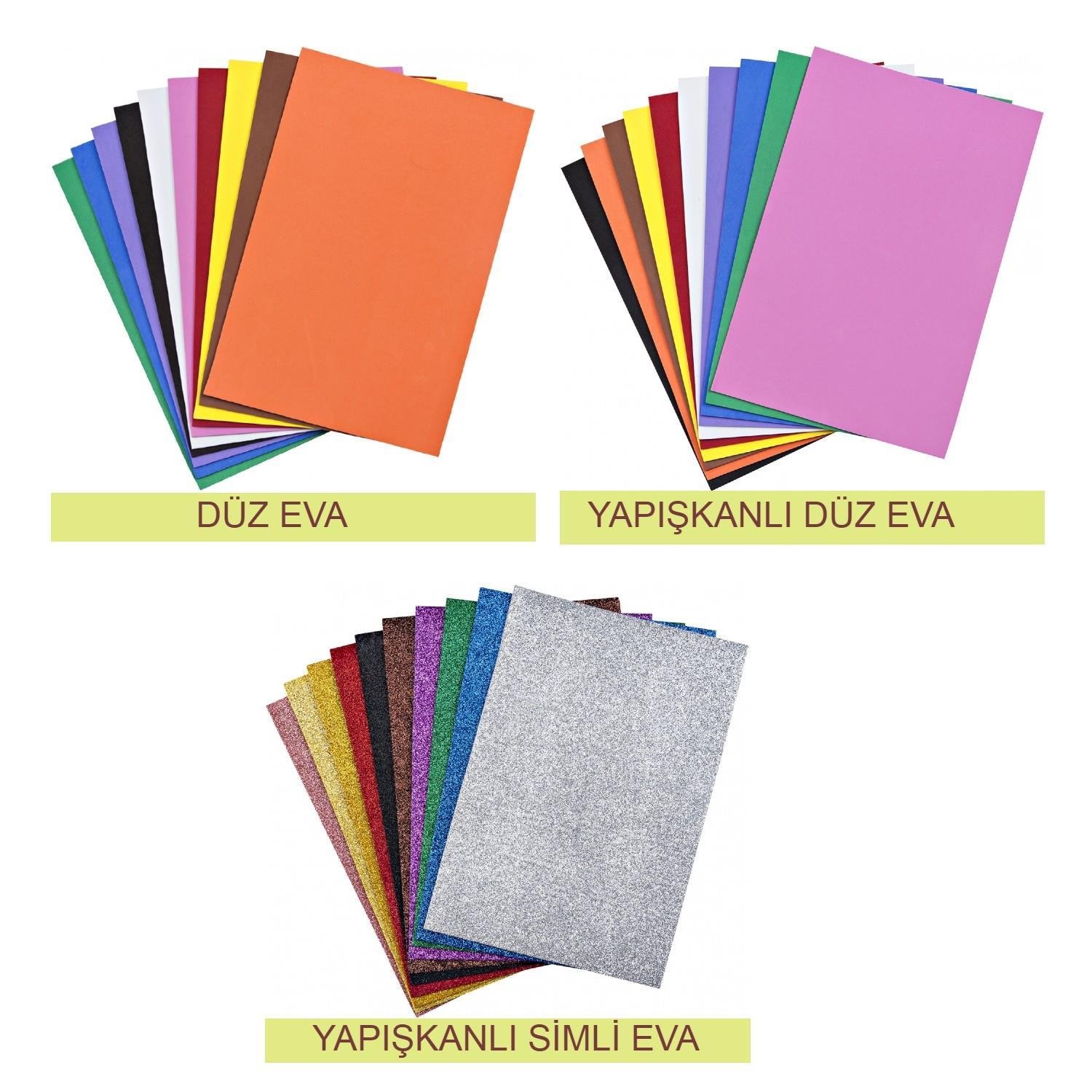 Nova ColorNova Color 20x30 3 Lü Eva Seti (Düz Eva-Simli Eva-Simli Yapışkanlı)
