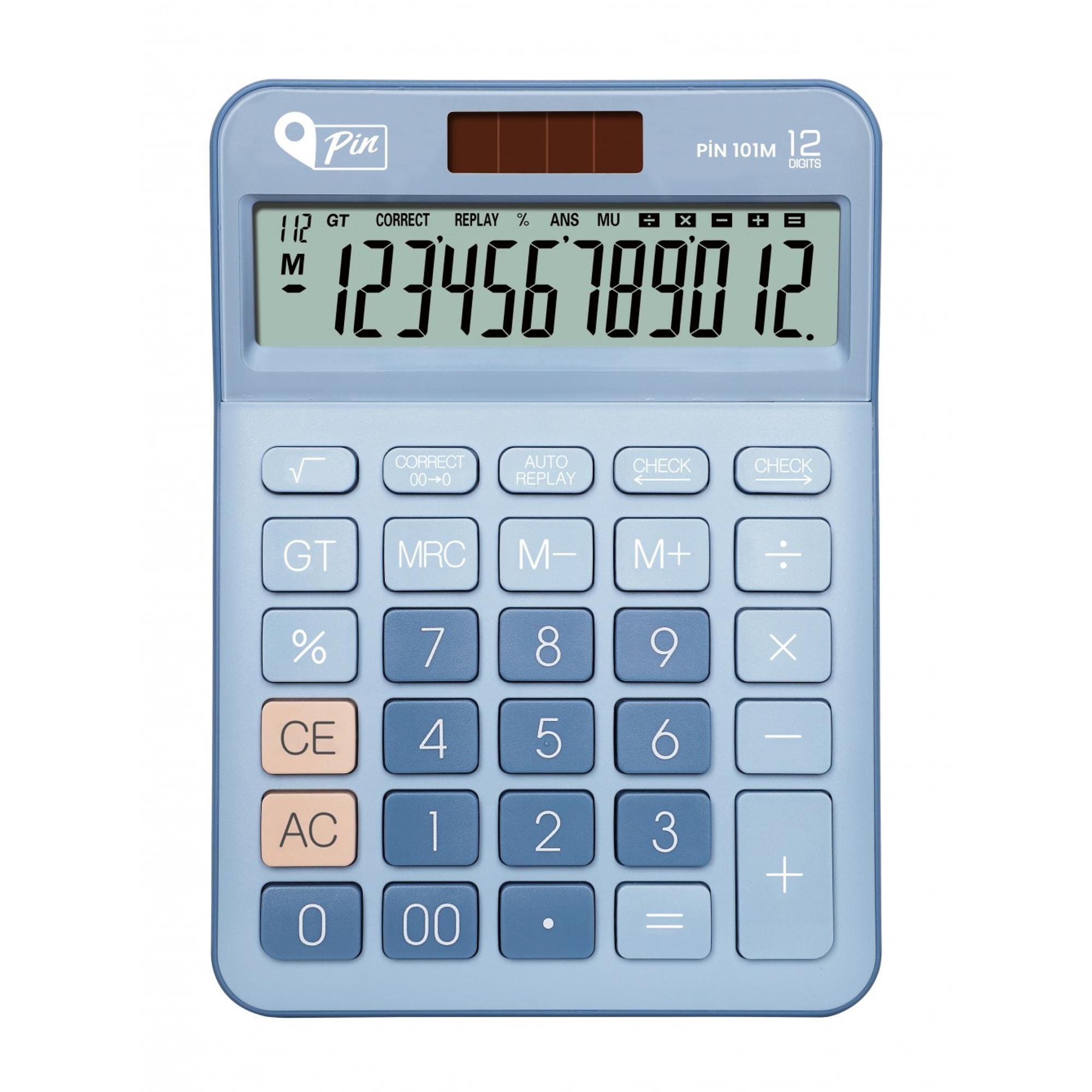 PinPin 101M 12 Hane Mavi Masaüstü Hesap Makinesi  GKE