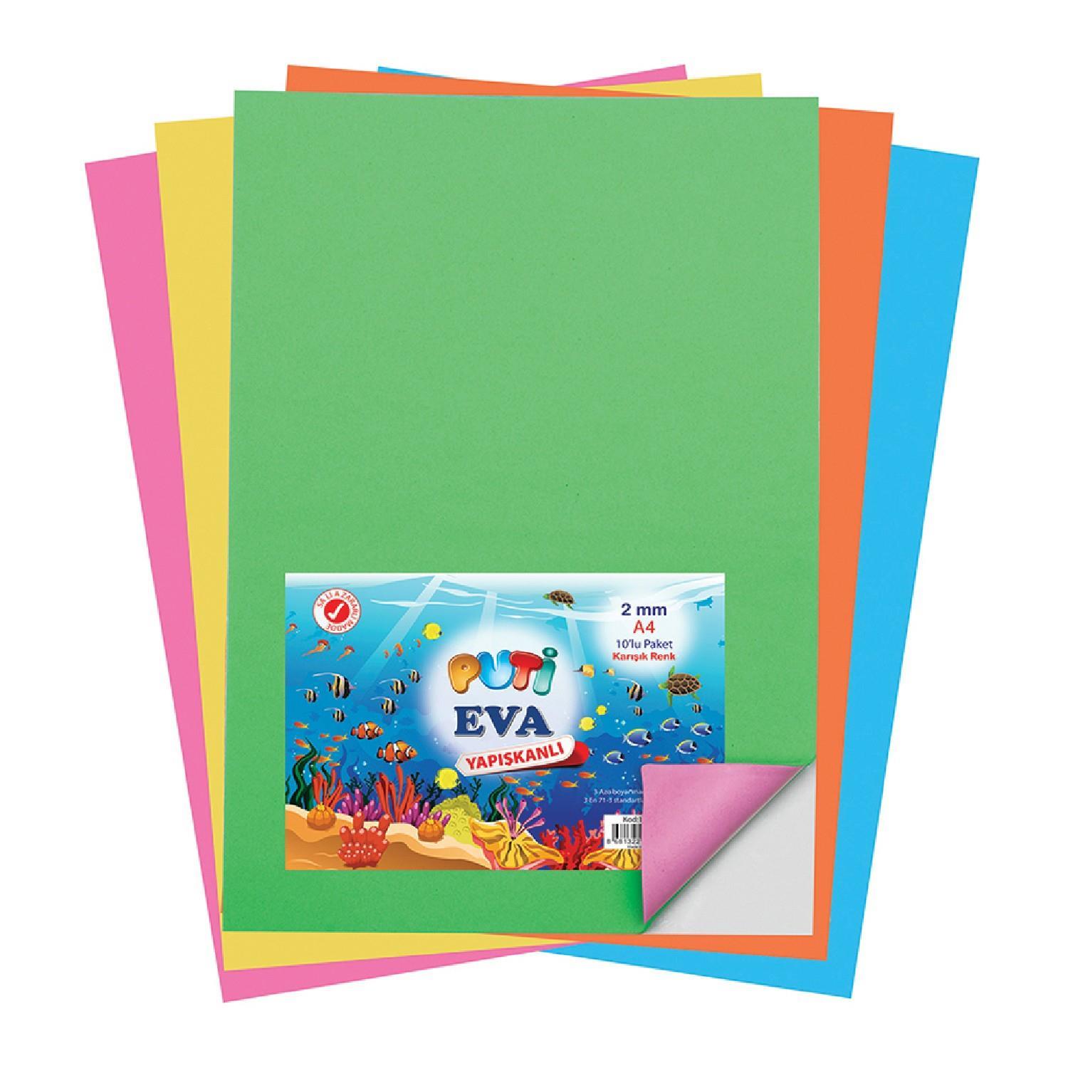 PutiPuti 50x70 Yapışkanlı Eva 2 mm Karışık Renk 10 Lu (KOD : 1161)
