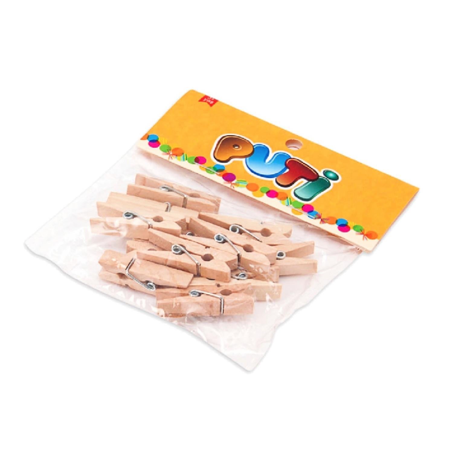 PutiPuti Natural Ahşap Mandal Büyük Boy 12 Li Paket (KOD : 8795)