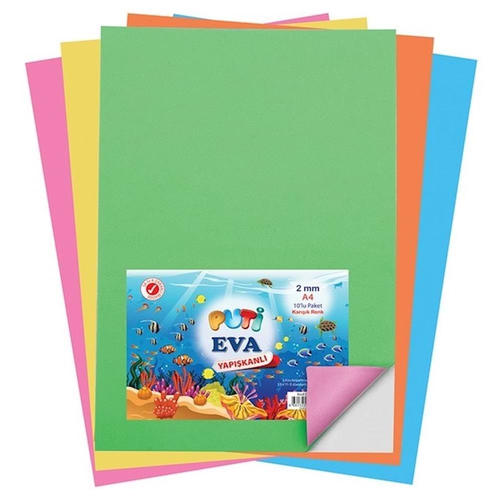 PutiPuti Yapışkanlı Eva A4 10 Lu Karışık Renk
