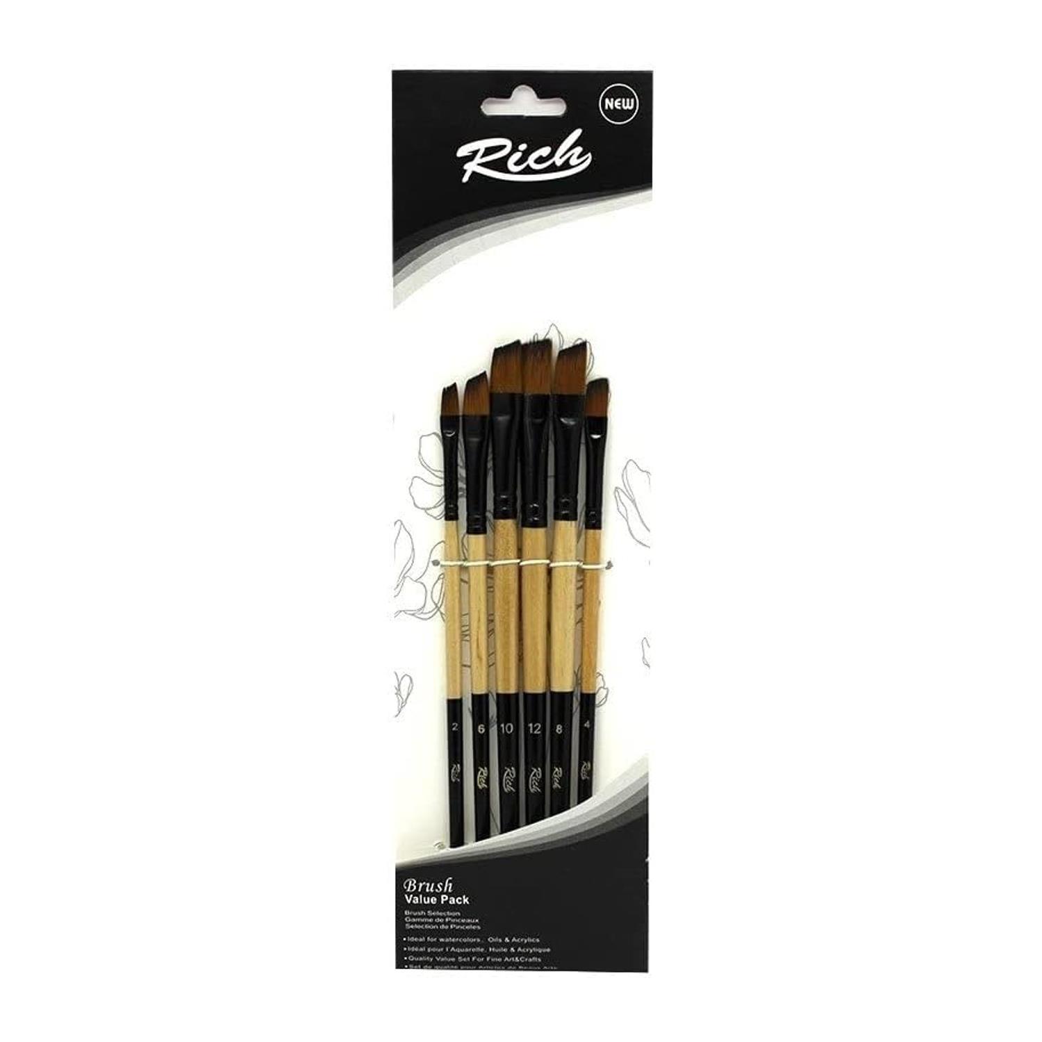 RİCHRich Sentetik Yan Kesik Fırça Seti 6 lı (Set: 4) (11219)