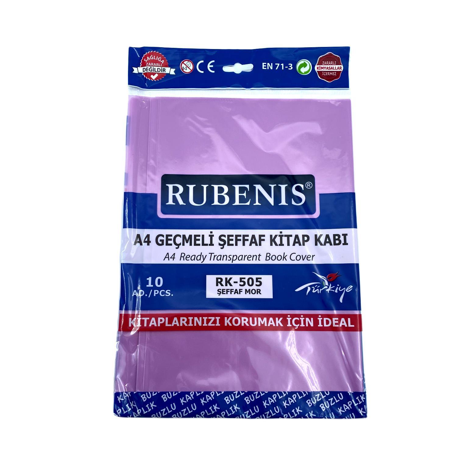 RubenisRubenis A4 Geçmeli Şeffaf Mor Kitap Kabı RK-505 10'lu