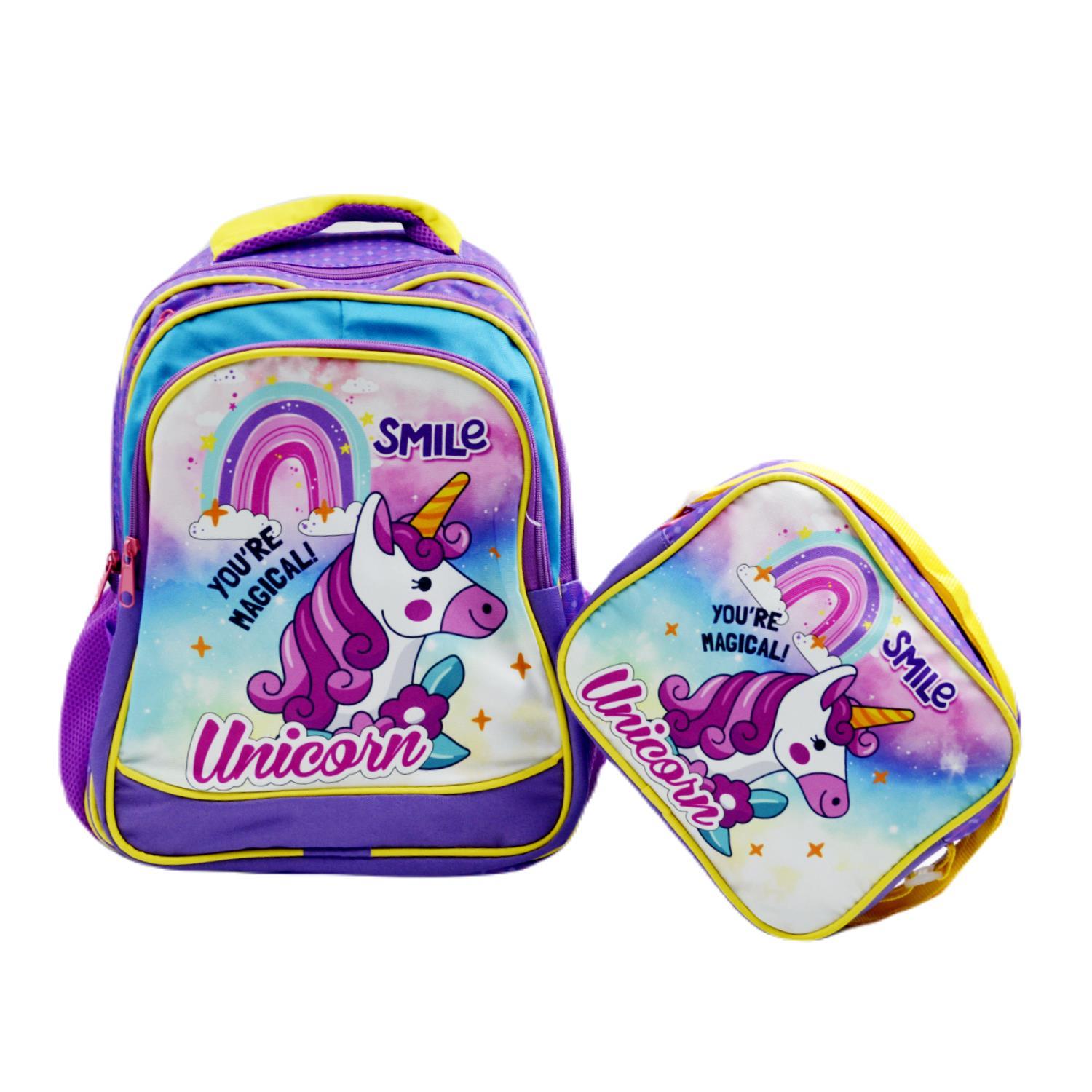 SentorSentor 3 Bölmeli İlkokul Okul Sırt Çantası Ve Beslenme Çantası Unicorn Mor