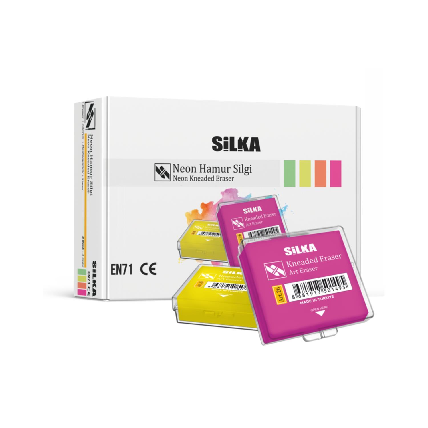 SİLKASilka Hamur Silgi Neon Renk ART-26R (12 Adet)