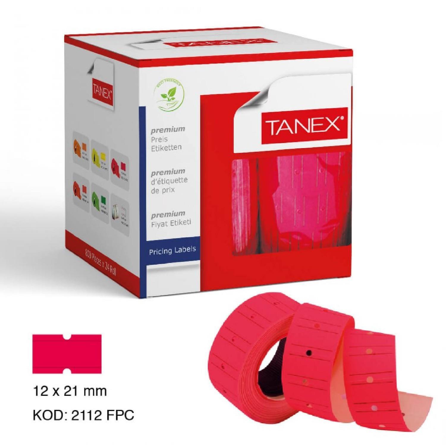 TanexTanex Fosforlu Pembe Fiyat Etiketi 12x21 Mm 800x6 Adet Rulo