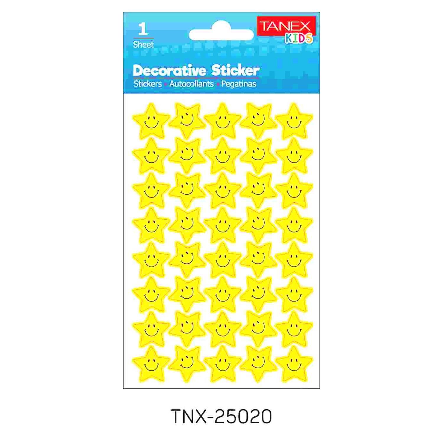 n☺︎︎ Tanex Kids Sticker Gülen Yıldız Sarı 40 Parça (25020)