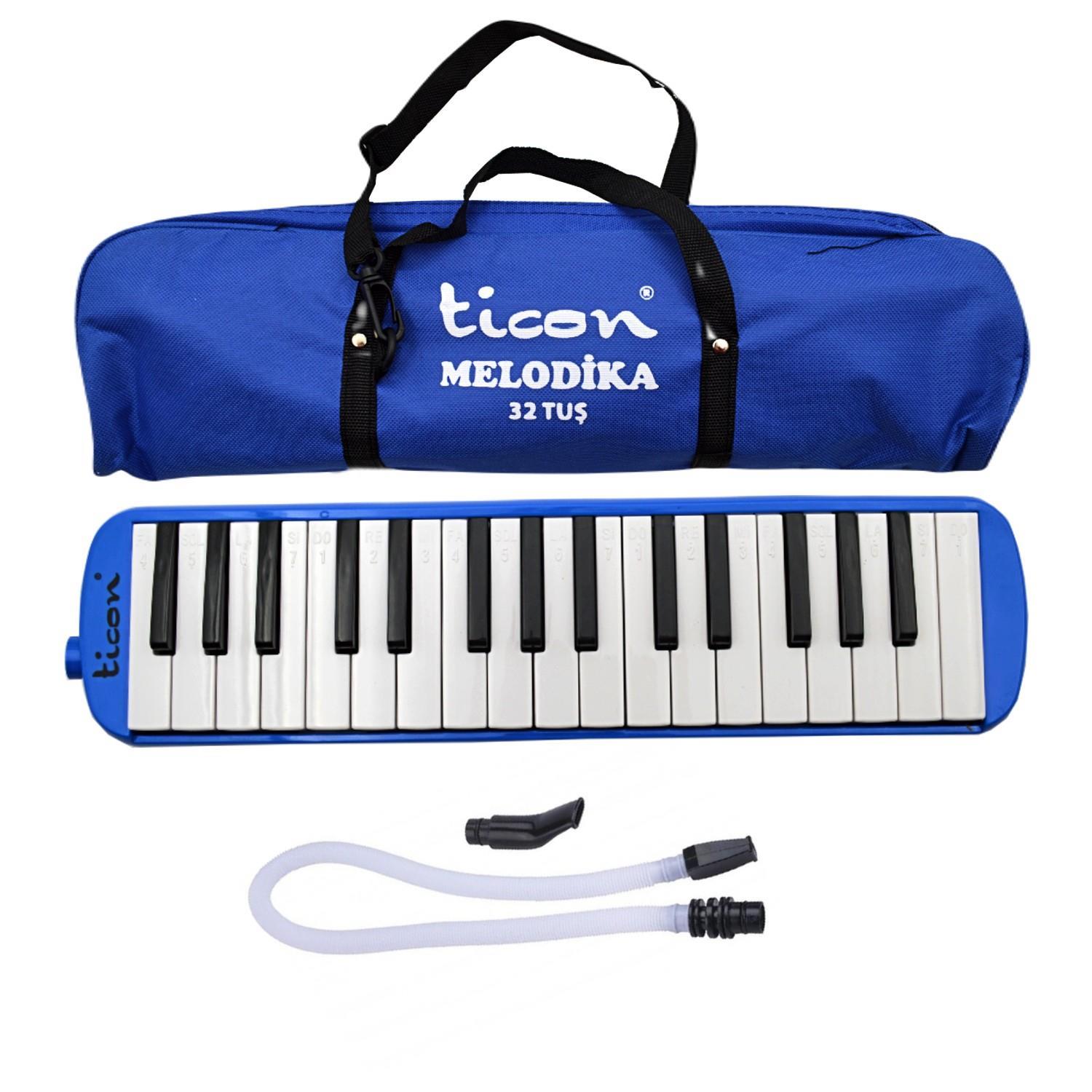 Ticon 32 Tuşlu Bez Çanta Melodika Mavi